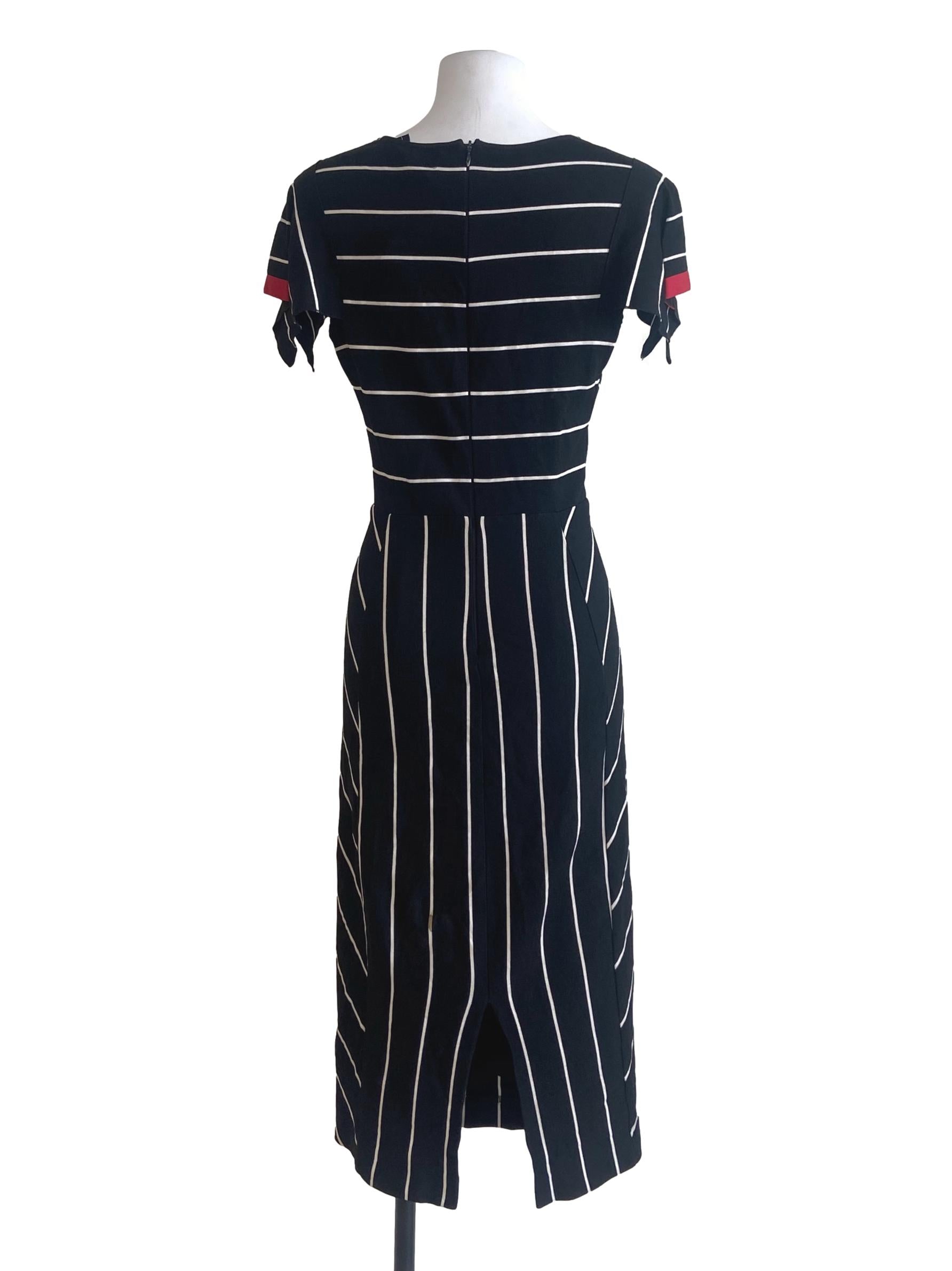 Black & White Stripe Slit Shift Dress