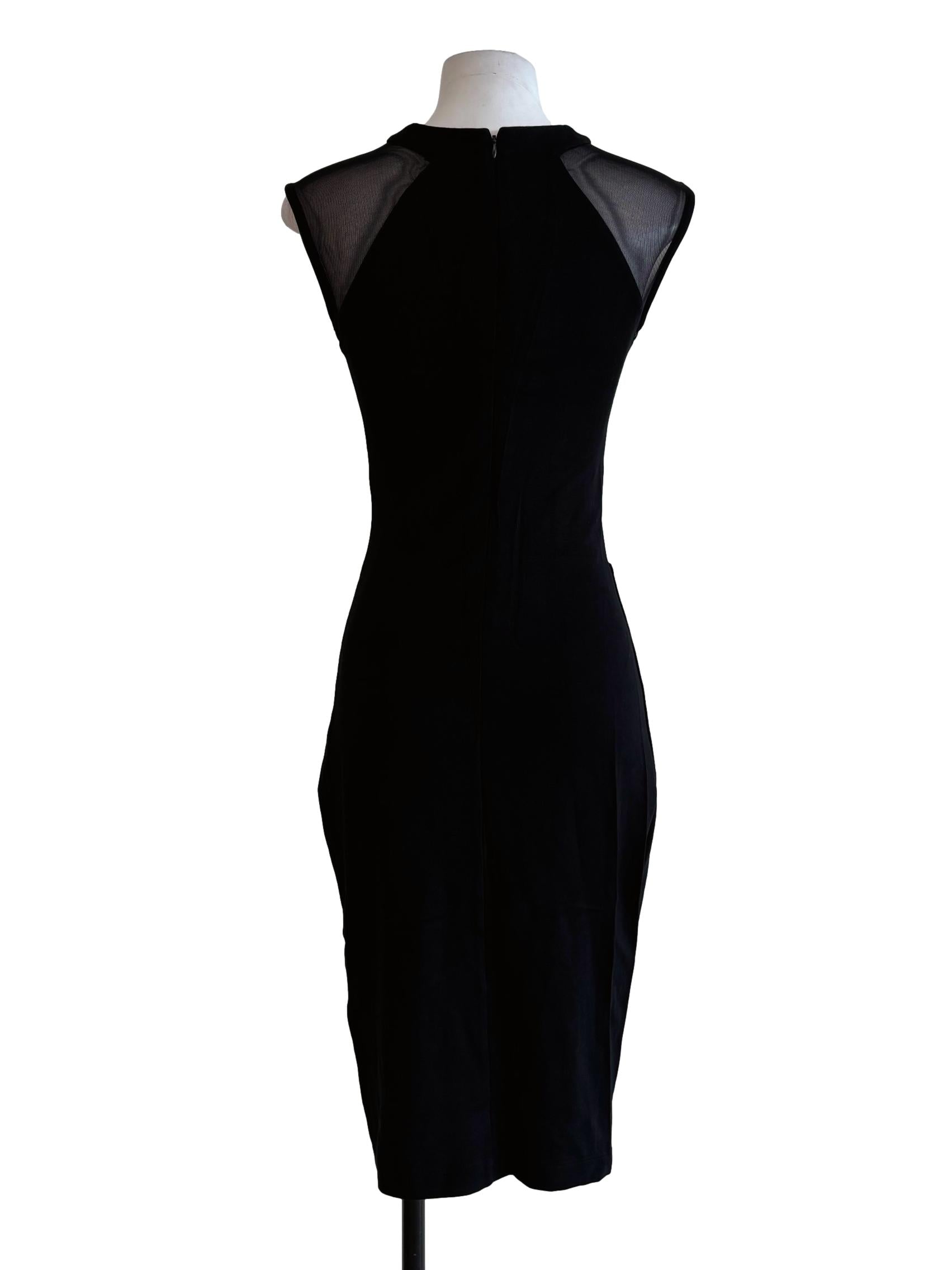 Black Illusion Neck Sleeveless Bodycon Dress