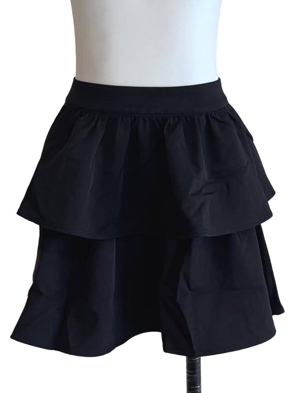 Onyx Black Tier Mini Skirt