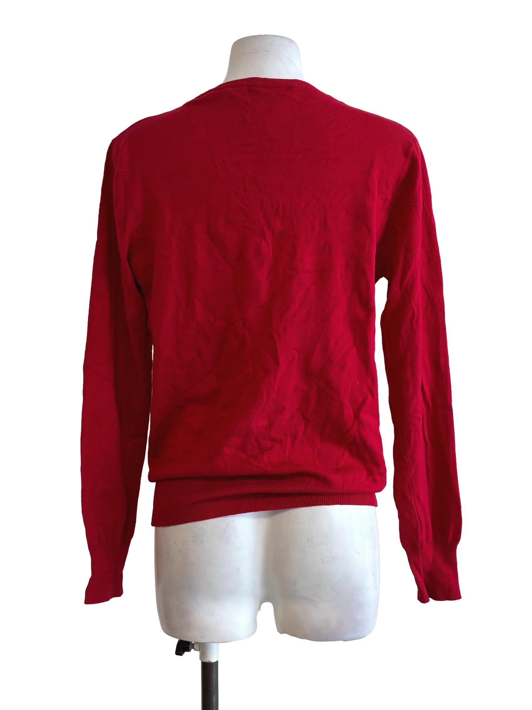 Lava Red Button Knit Cardigan