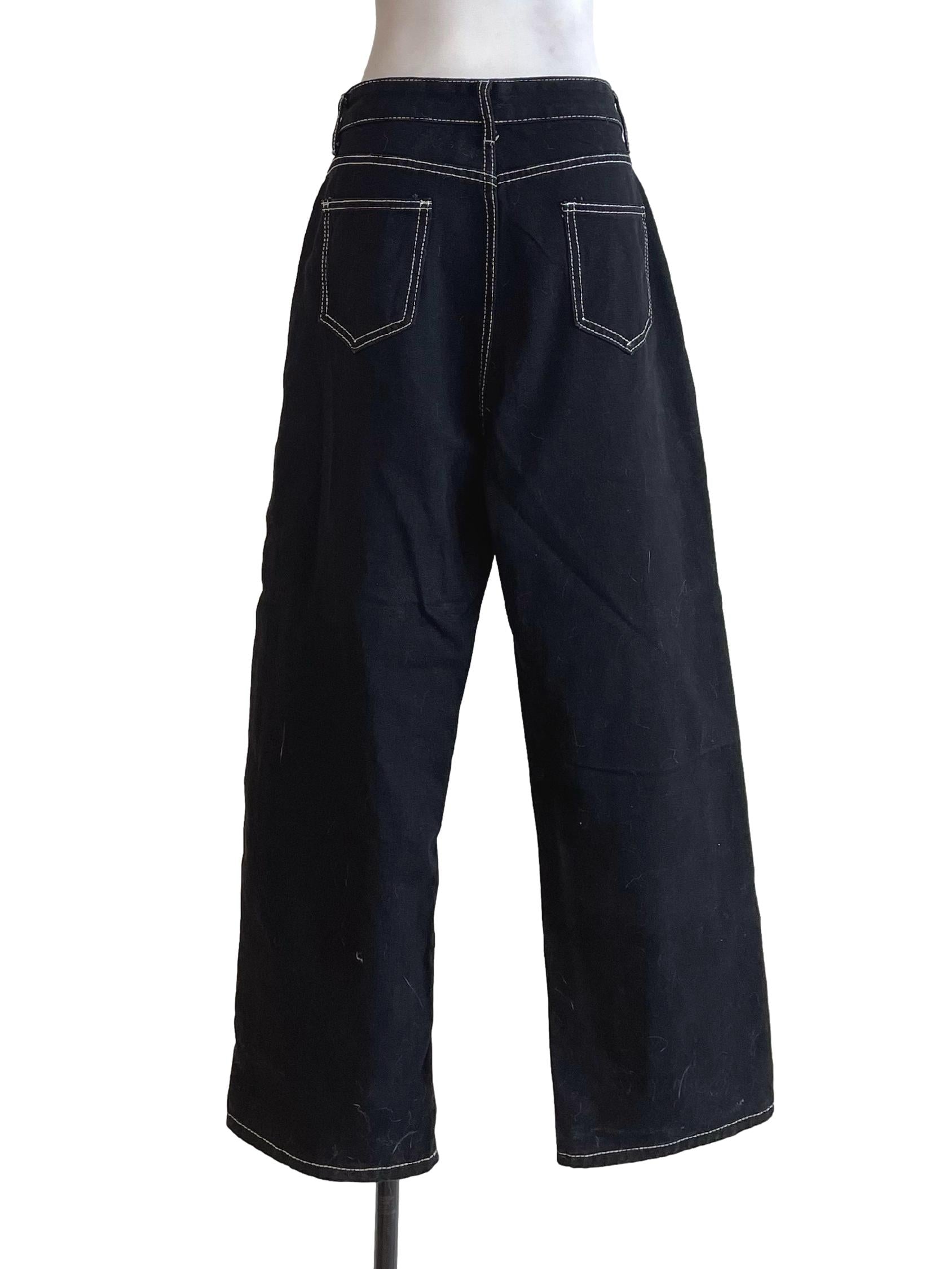 Black Contrast Stitch Jeans