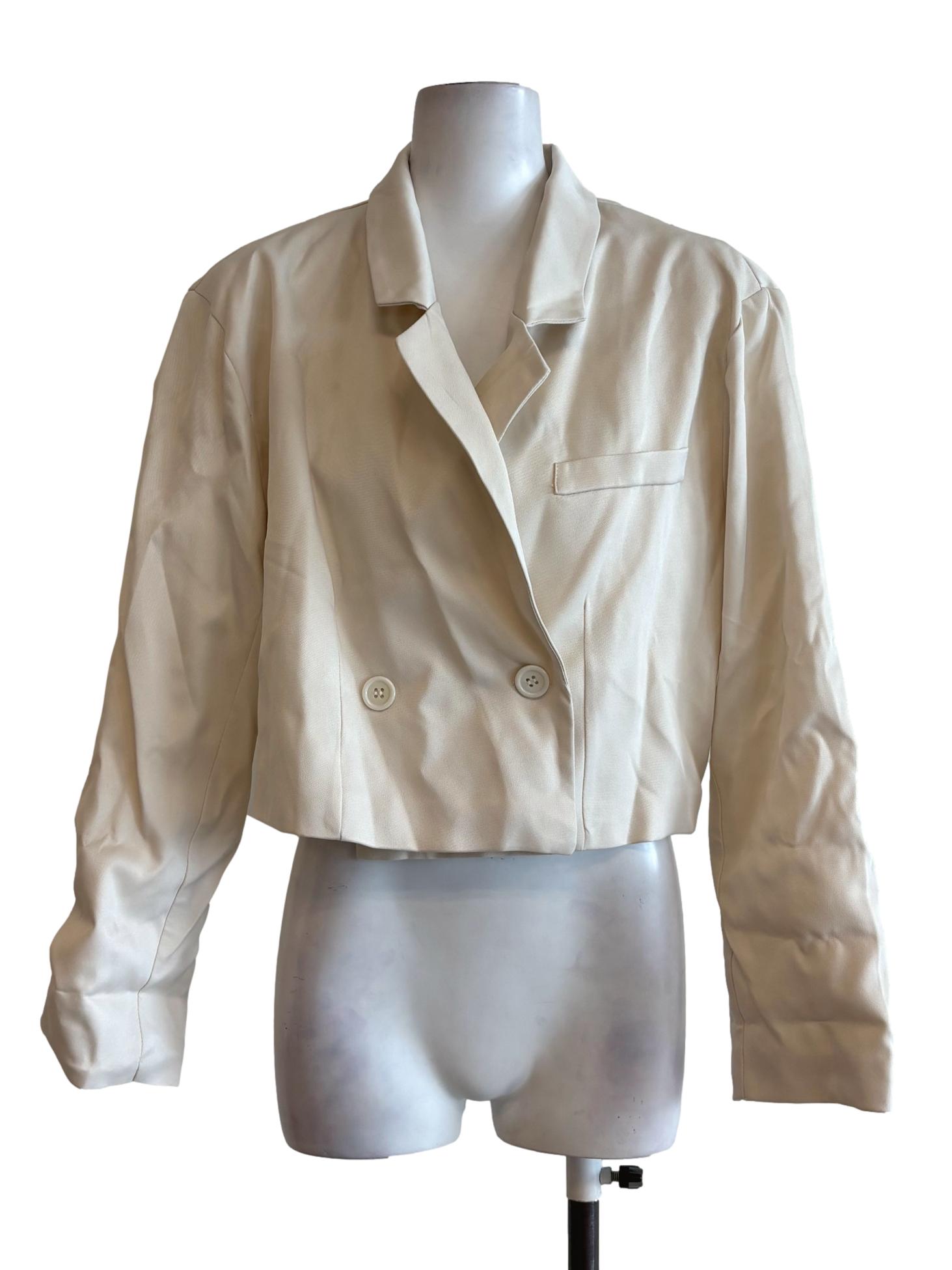 Beige Crossed Backless Blazer