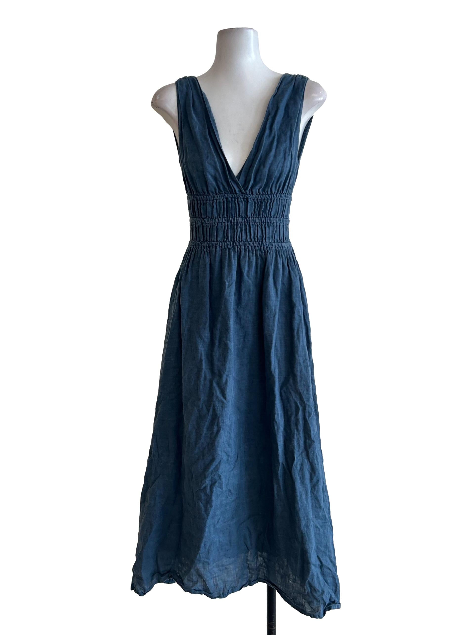 Violet Linen Midi Dress In Ash - Blue CSN