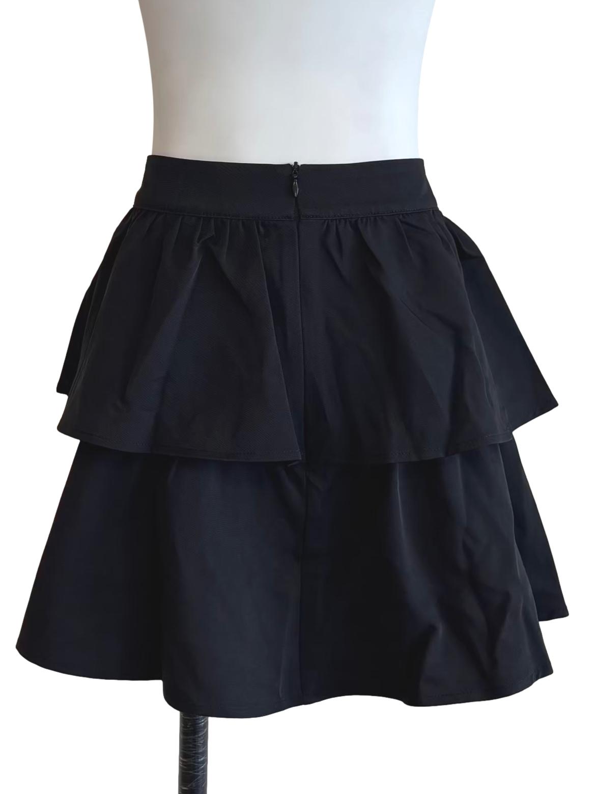 Onyx Black Tier Mini Skirt