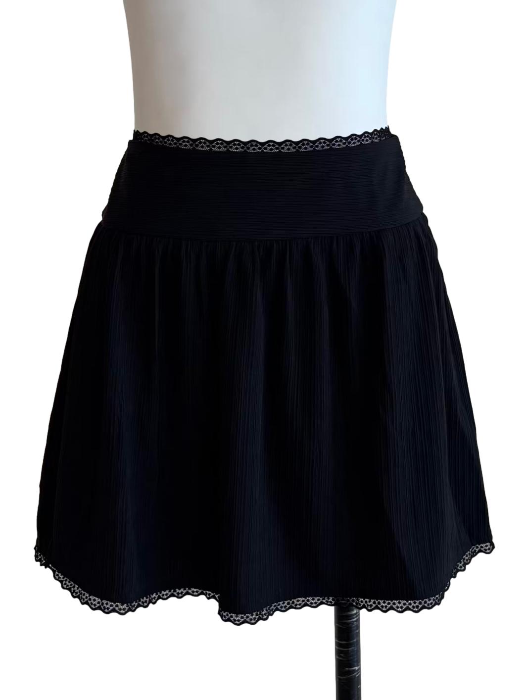 Parisian Black Lace Trim Mini Skirt