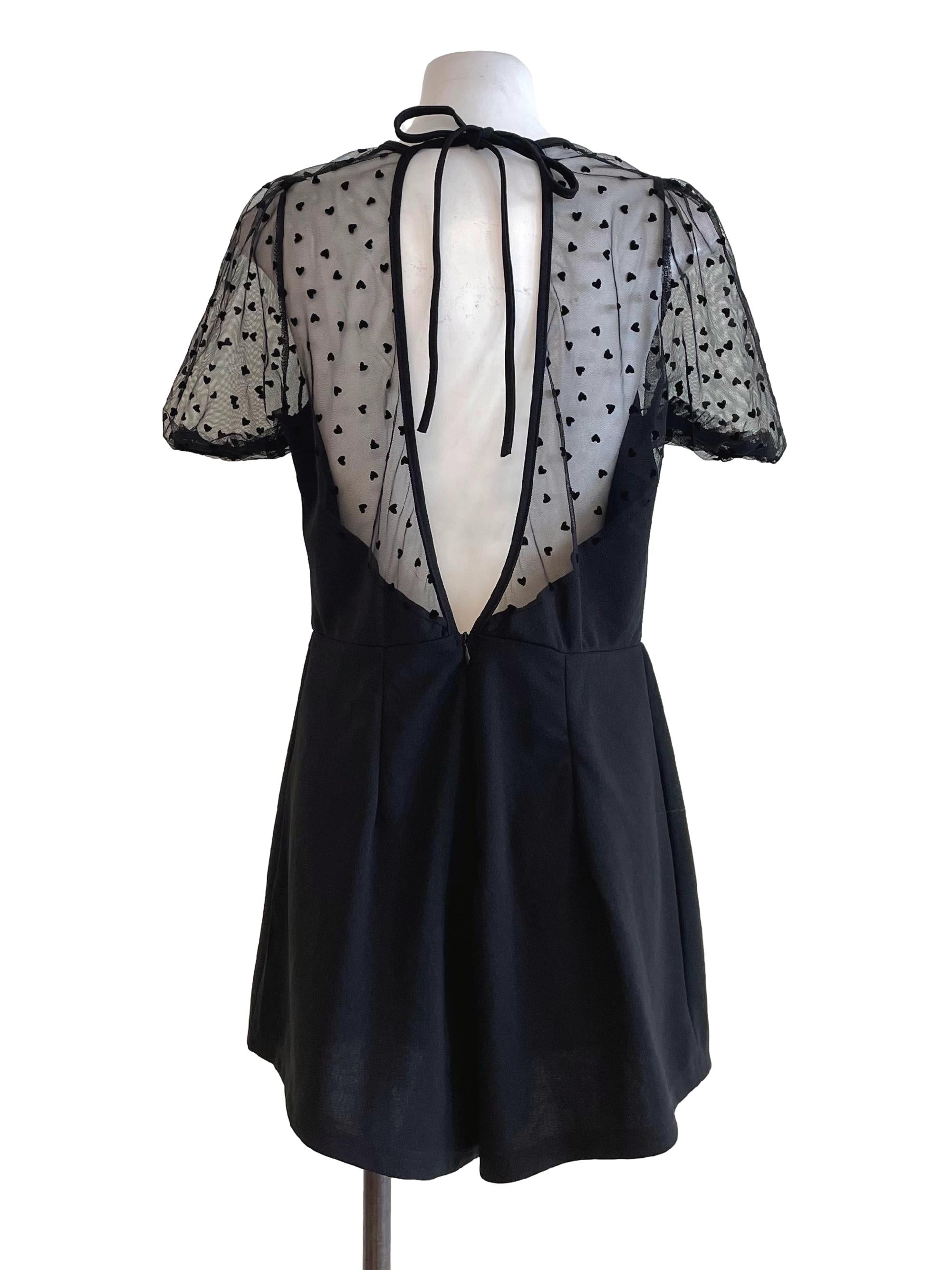 Black Hearts Mesh Romper