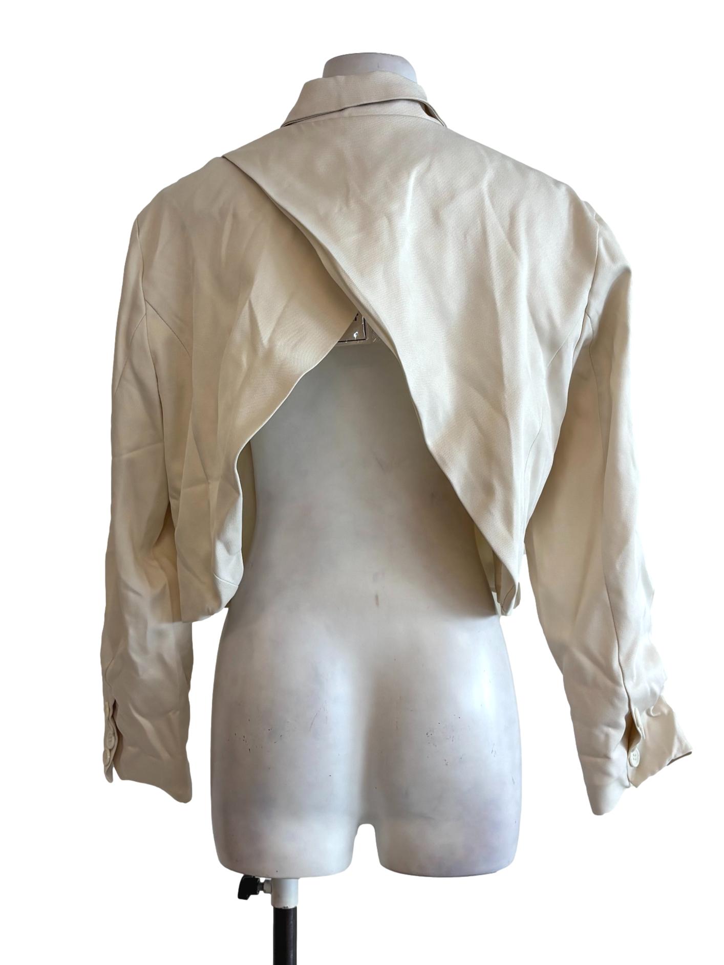 Beige Crossed Backless Blazer
