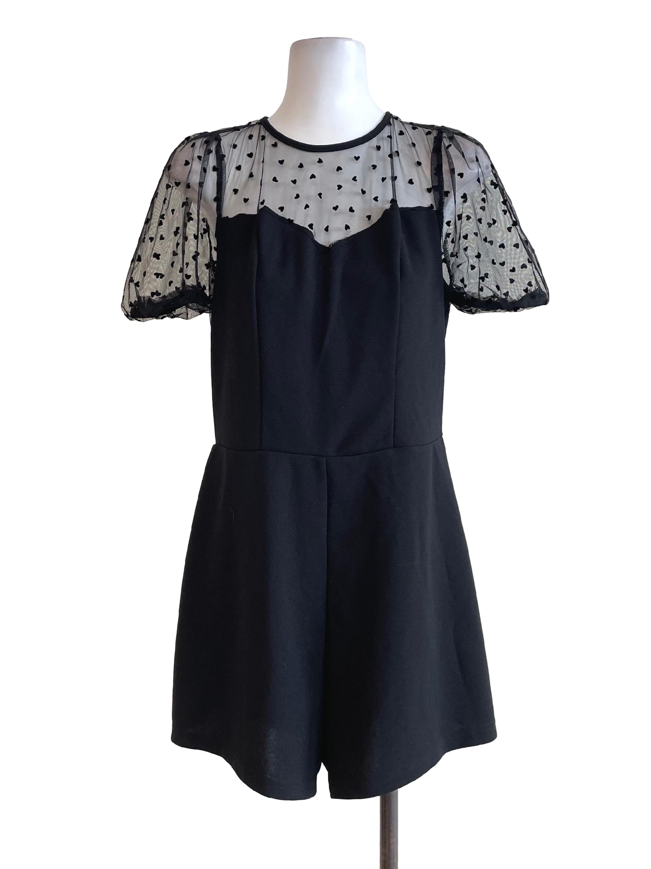 Black Hearts Mesh Romper