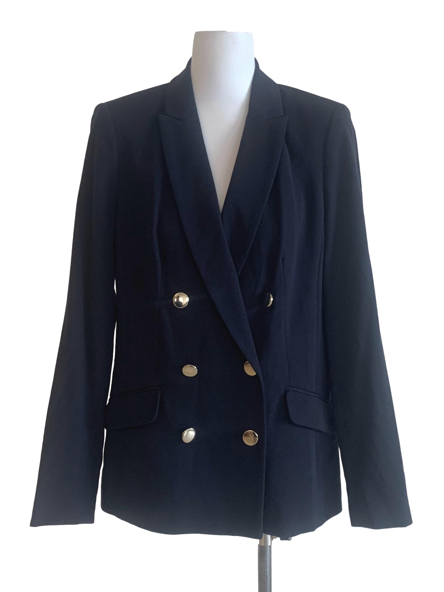 Navy Blue Double Breasted Three Lines Blazer