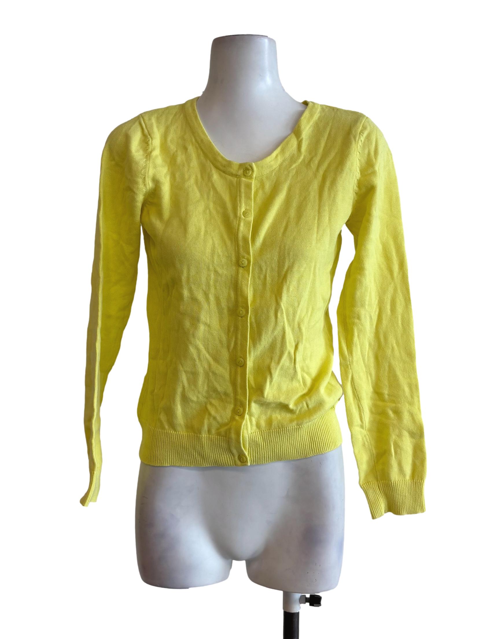 Bright Yellow Button Knit Cardigan