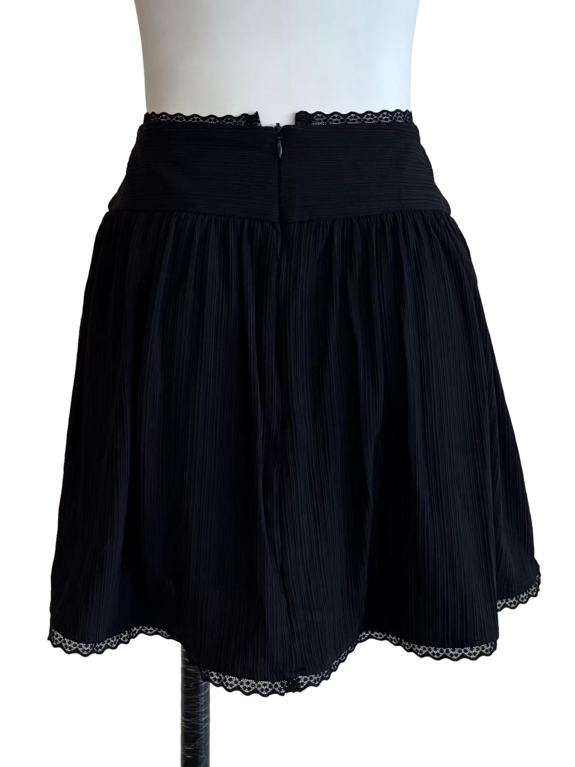 Parisian Black Lace Trim Mini Skirt