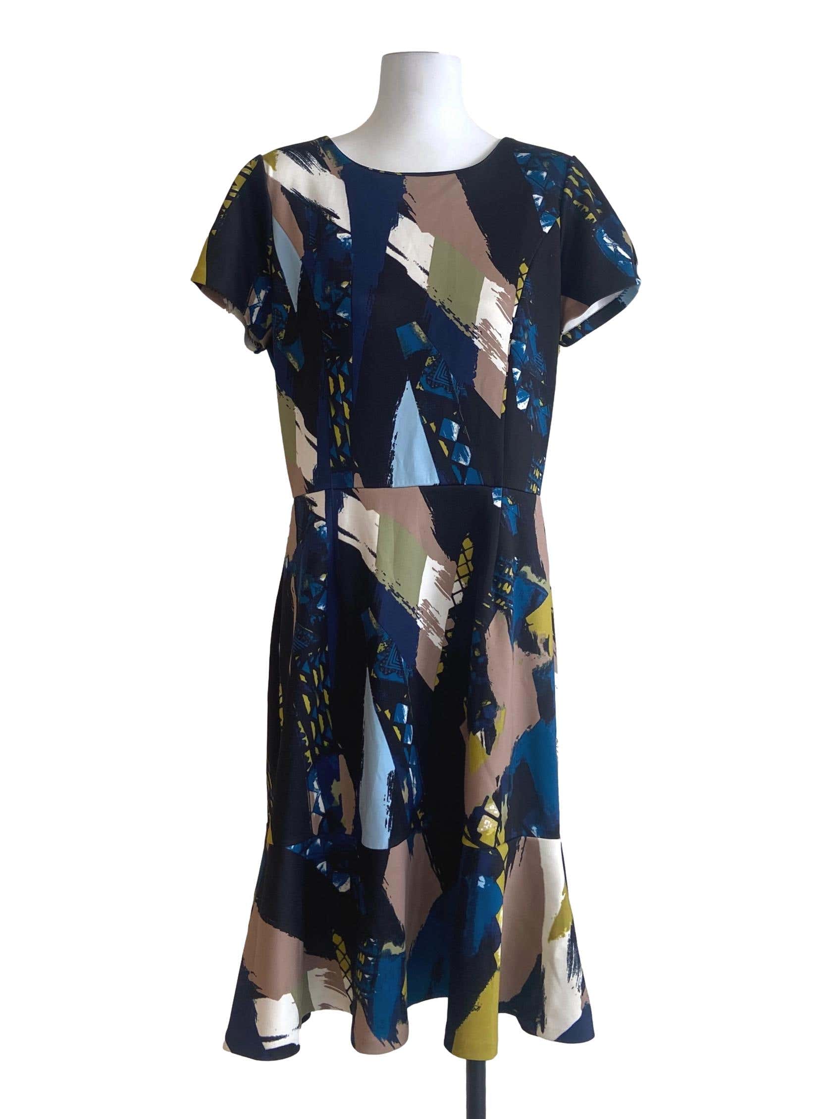 Black & Multicolor Drop Waist Dress