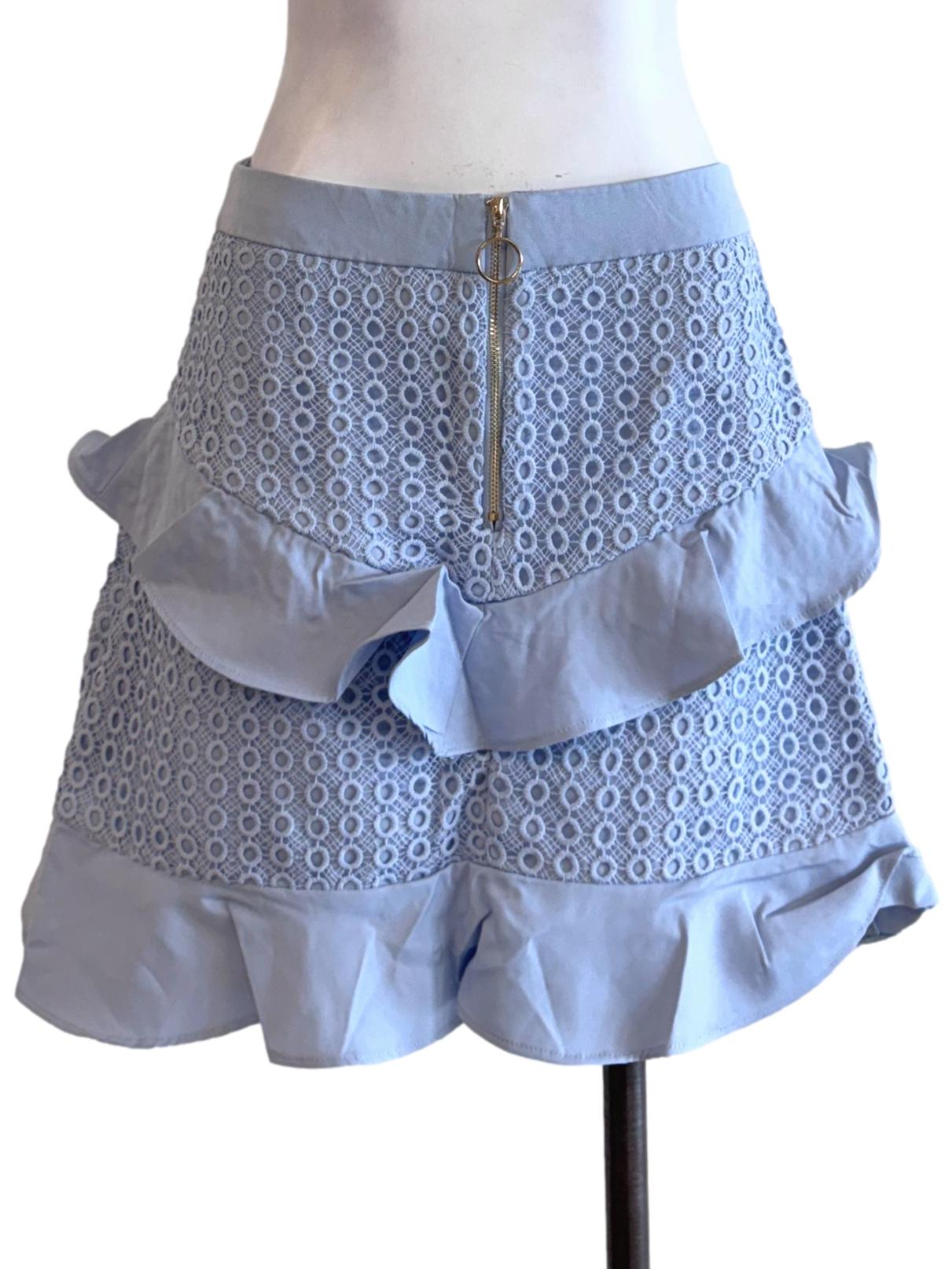 Sky Blue Lace Mini Skirt