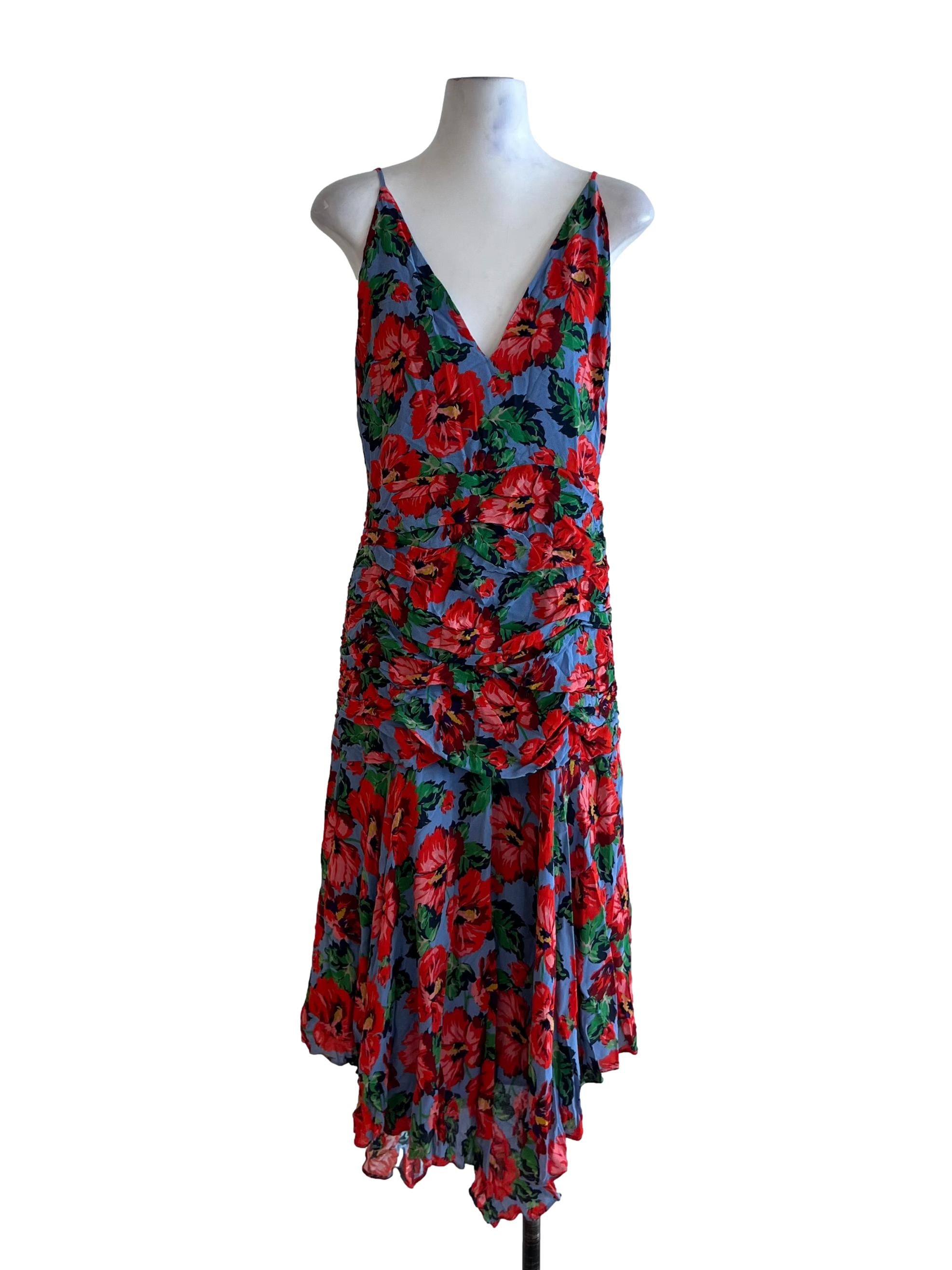 Blue Floral A-Line Dress