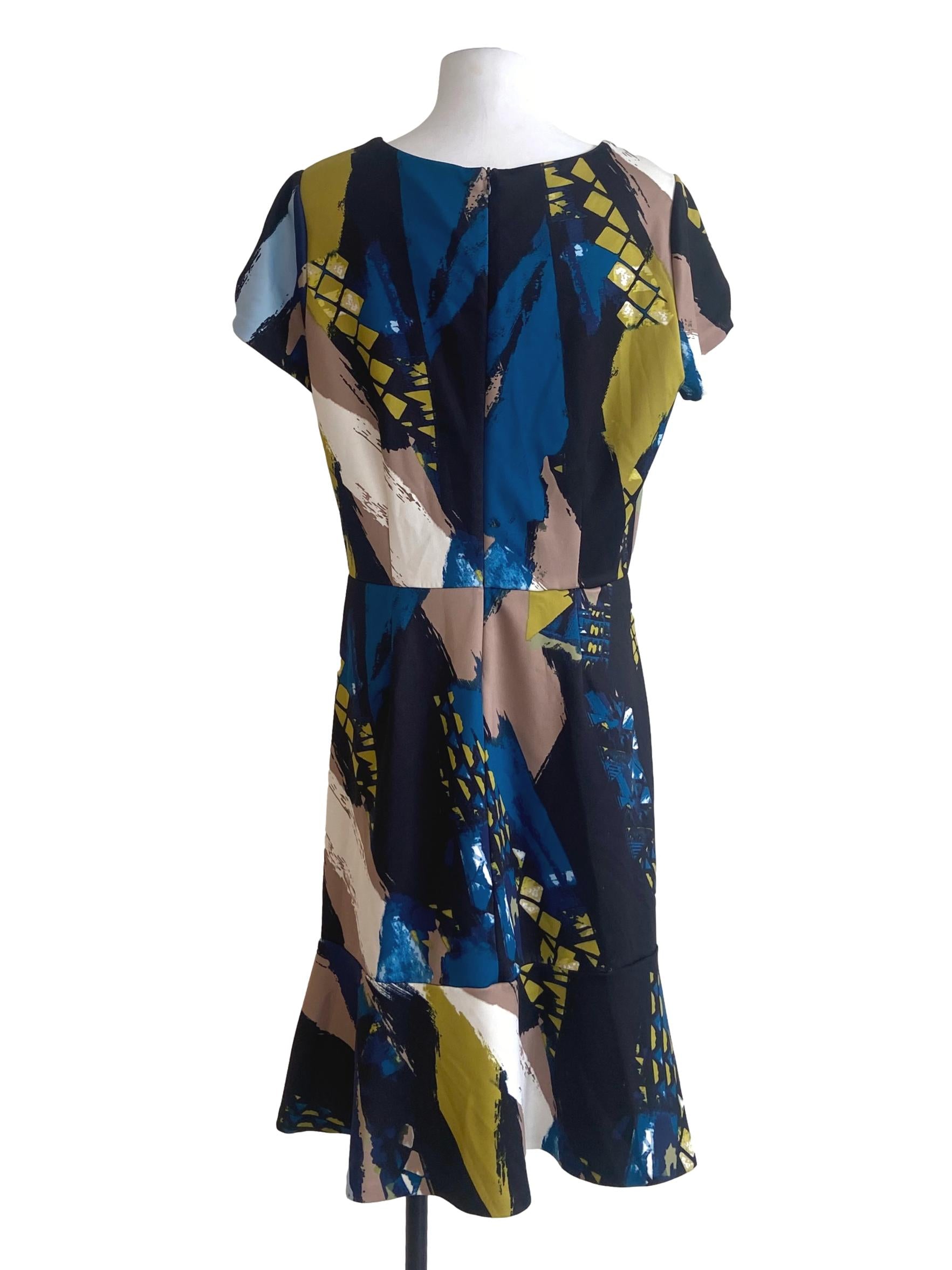 Black & Multicolor Drop Waist Dress