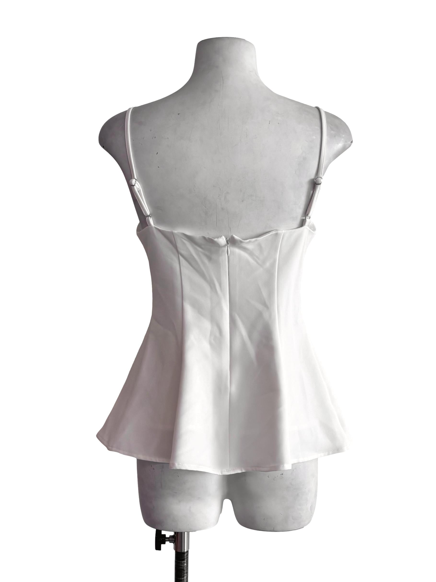 White Sweetheart Panelled Flare Top