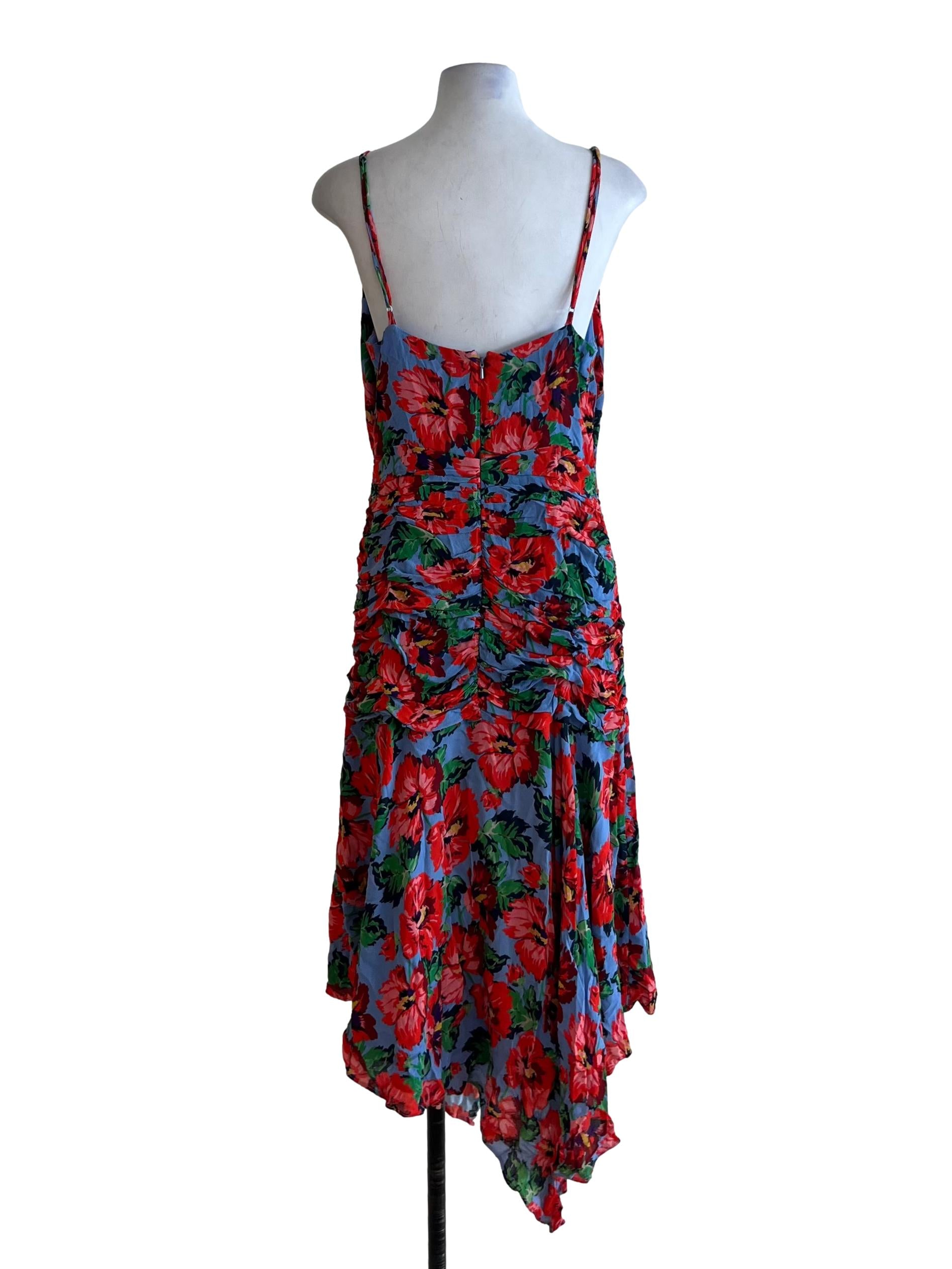 Blue Floral A-Line Dress