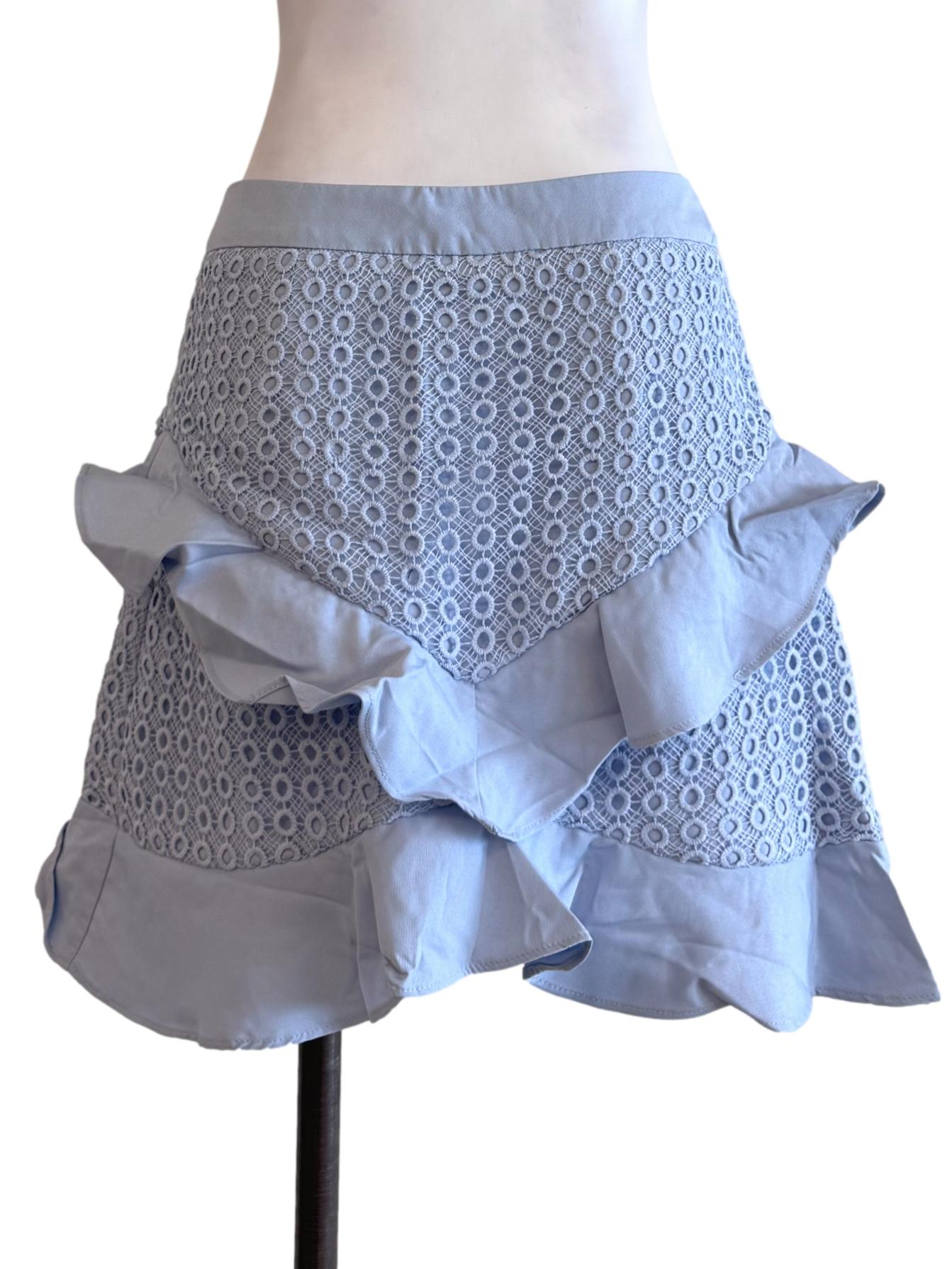 Sky Blue Lace Mini Skirt