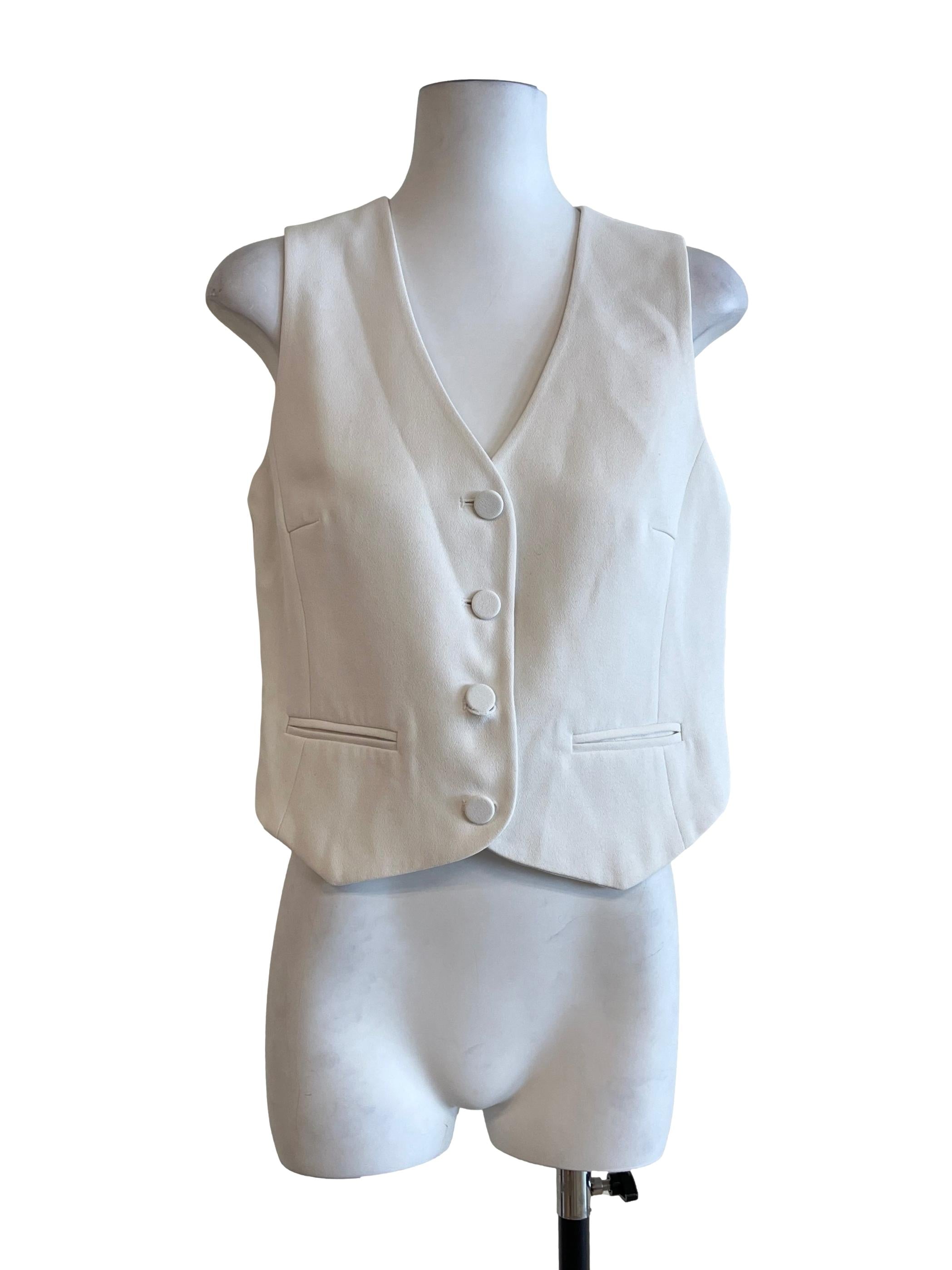 Daisy White V-Neck Vest