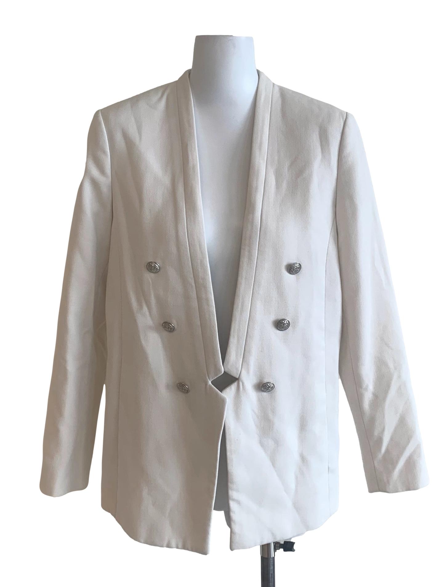 Pearl White Double Breasted Blazer