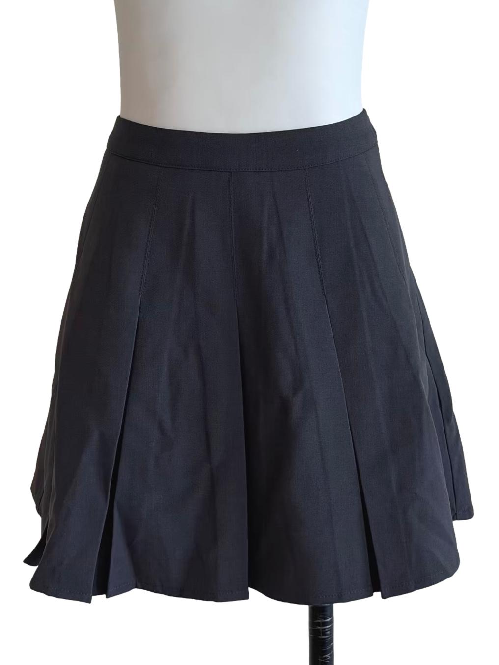 Charcoal Grey Pleated Mini Skirt