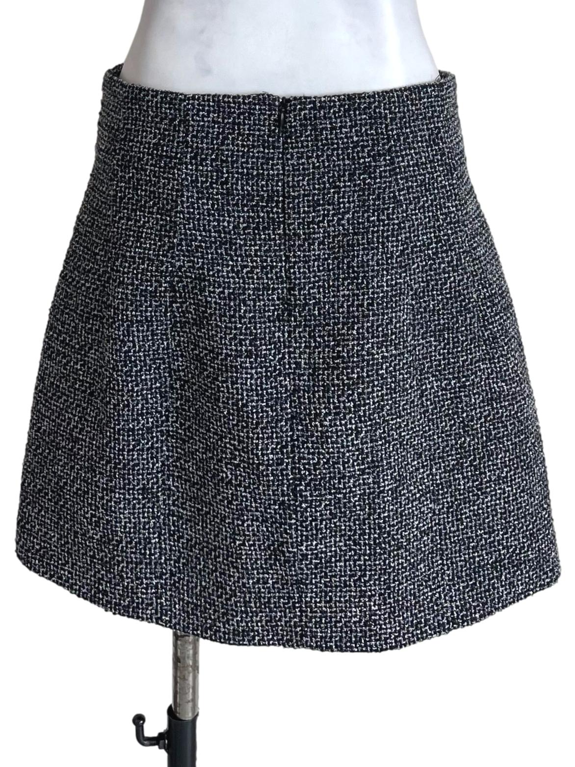 Black Tweed A-Line Mini Skirt