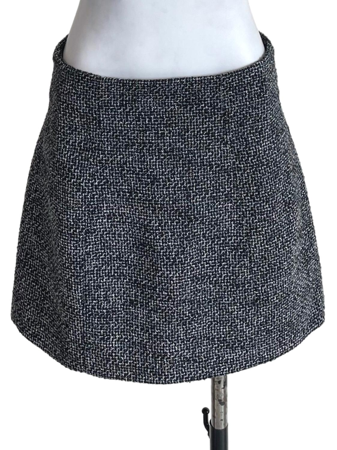 Black Tweed A-Line Mini Skirt