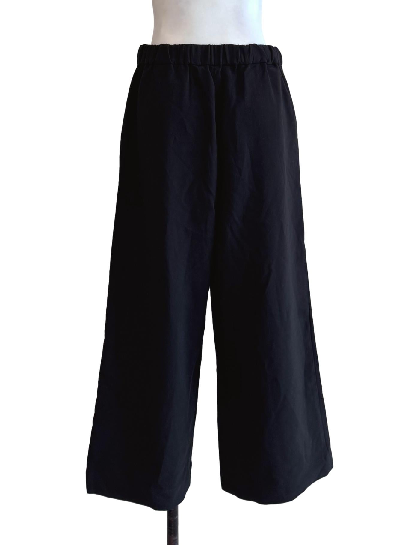Black Plain Wide Leg Casual Pants