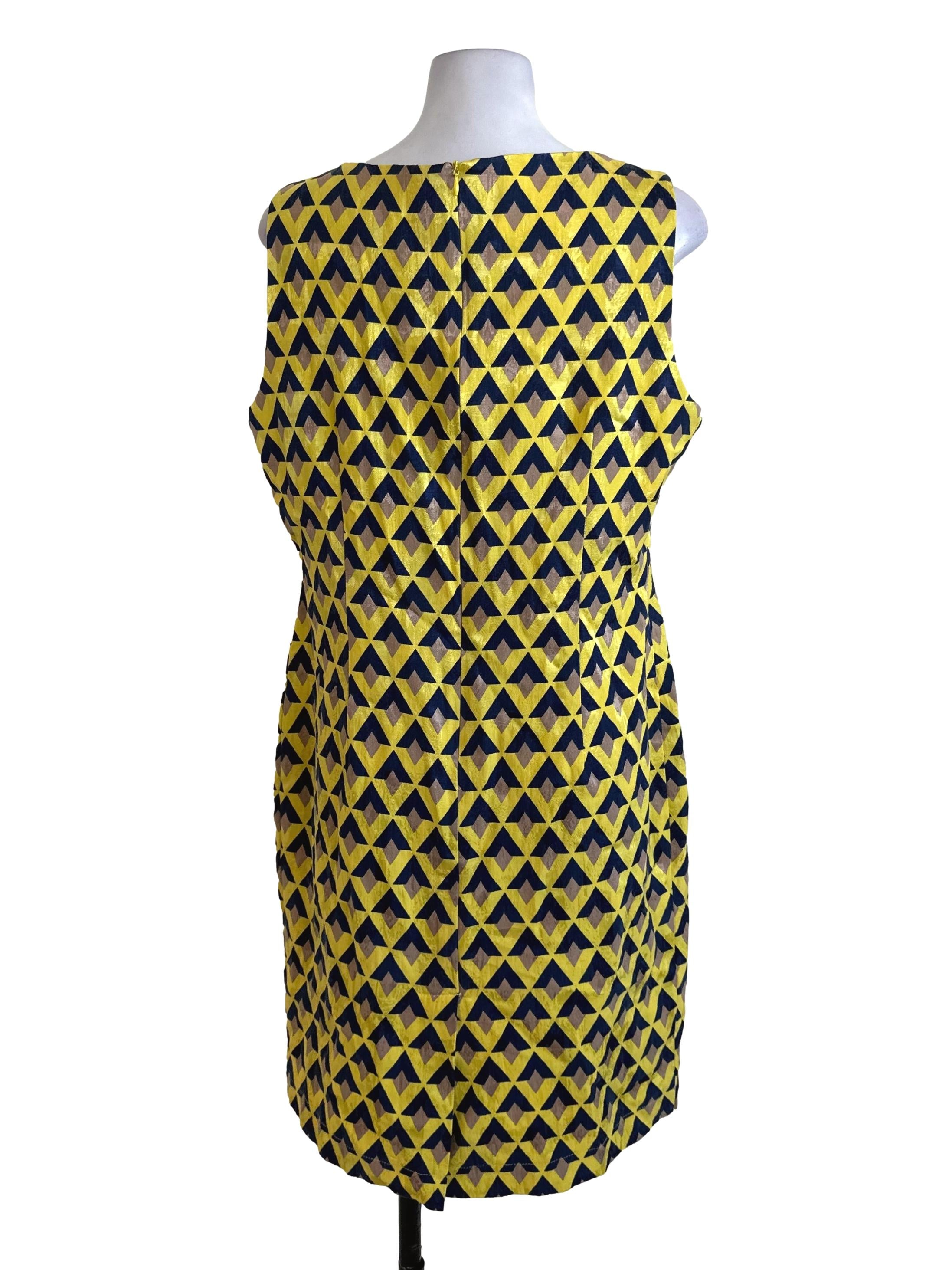 Sunny Yellow Pattern Round Neck Dress