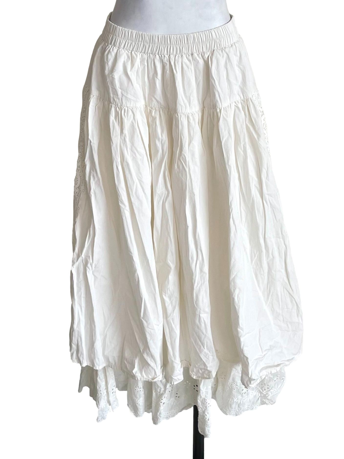 Cream White Lacy Tiered Bouffont Skirt