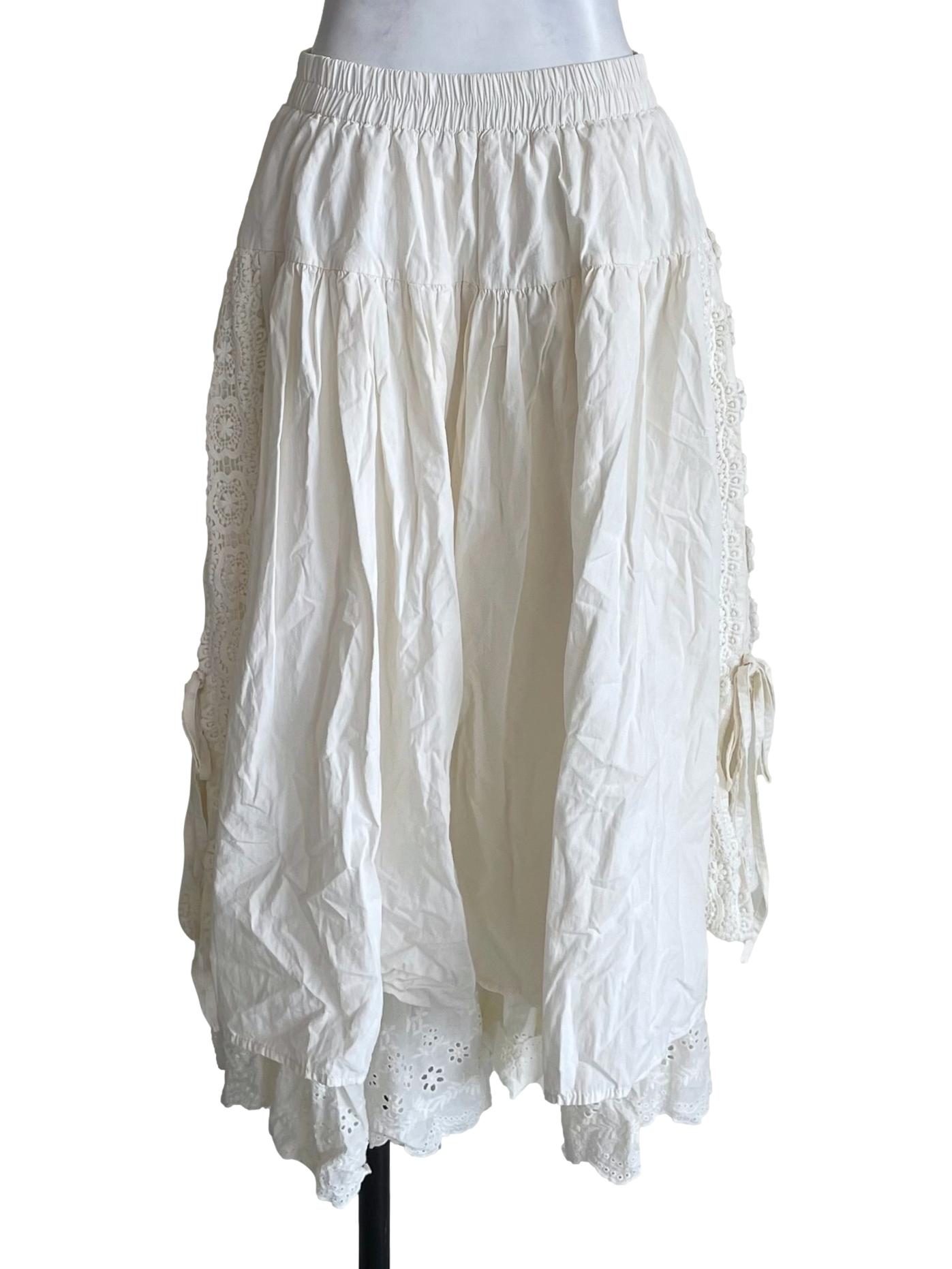 Cream White Lacy Tiered Bouffont Skirt