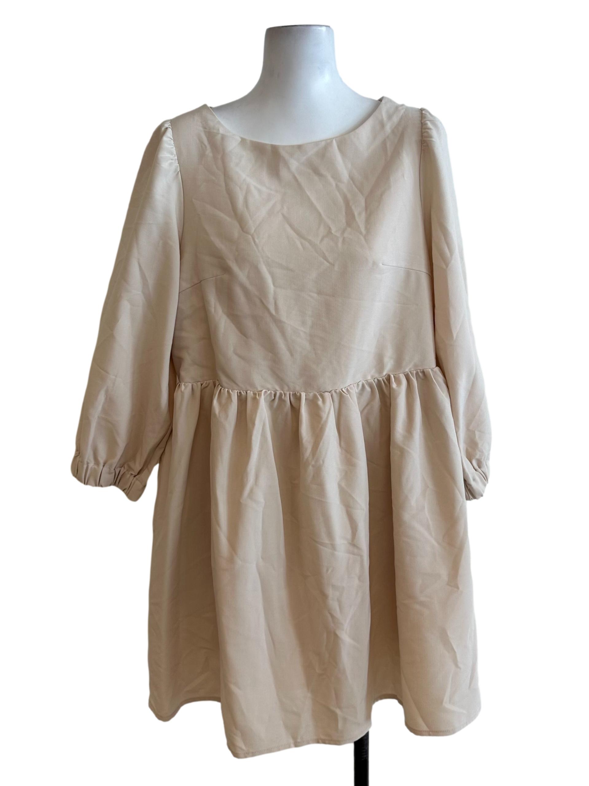 Parmesan Yellow Round Neck Long Sleeve Dress