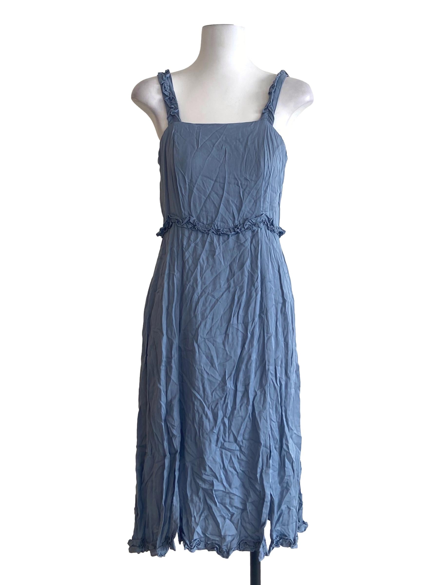 Stone Blue Slit Shift Dress