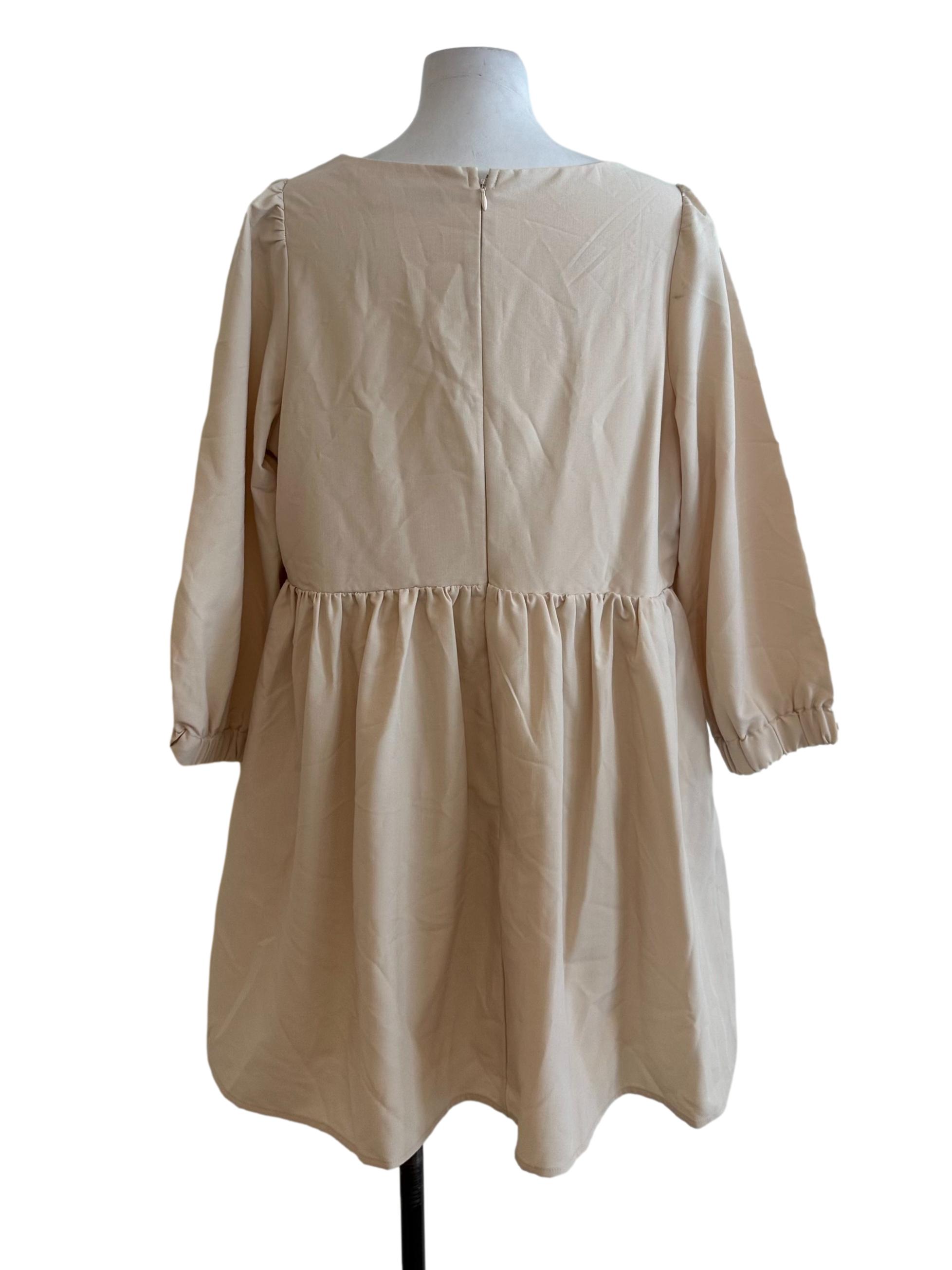 Parmesan Yellow Round Neck Long Sleeve Dress