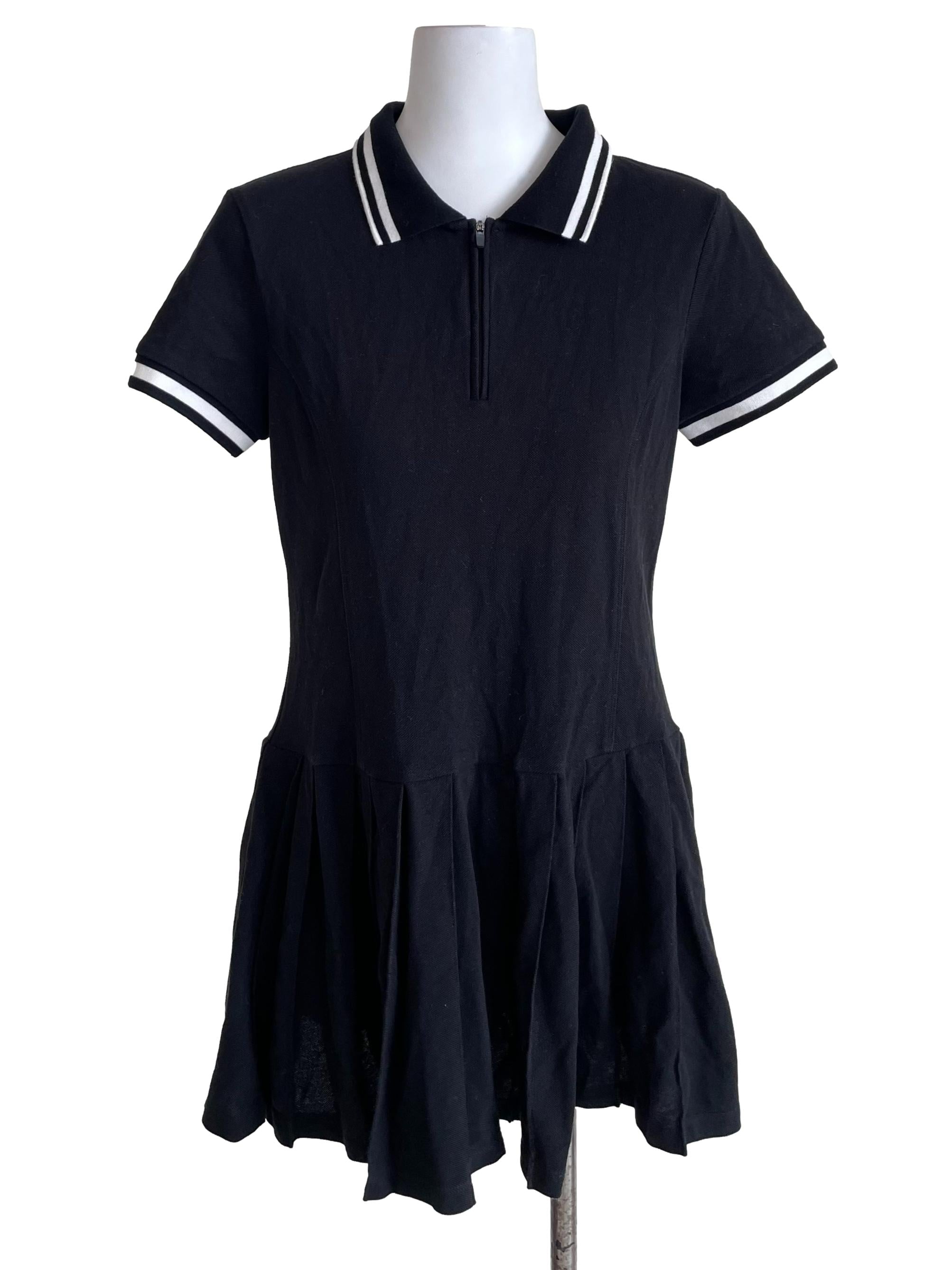 Black Zip Up Polo Tennis Dress