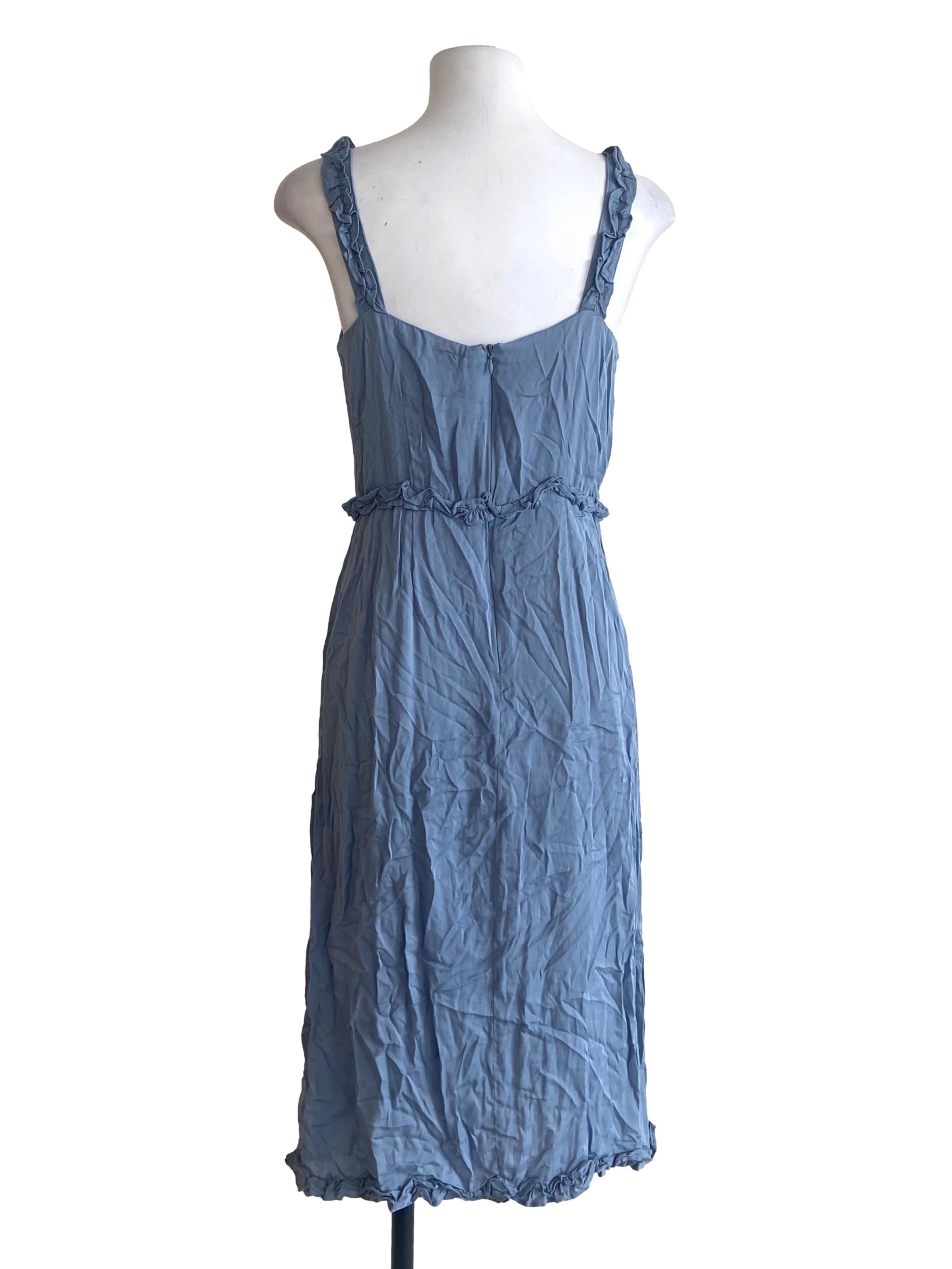 Stone Blue Slit Shift Dress