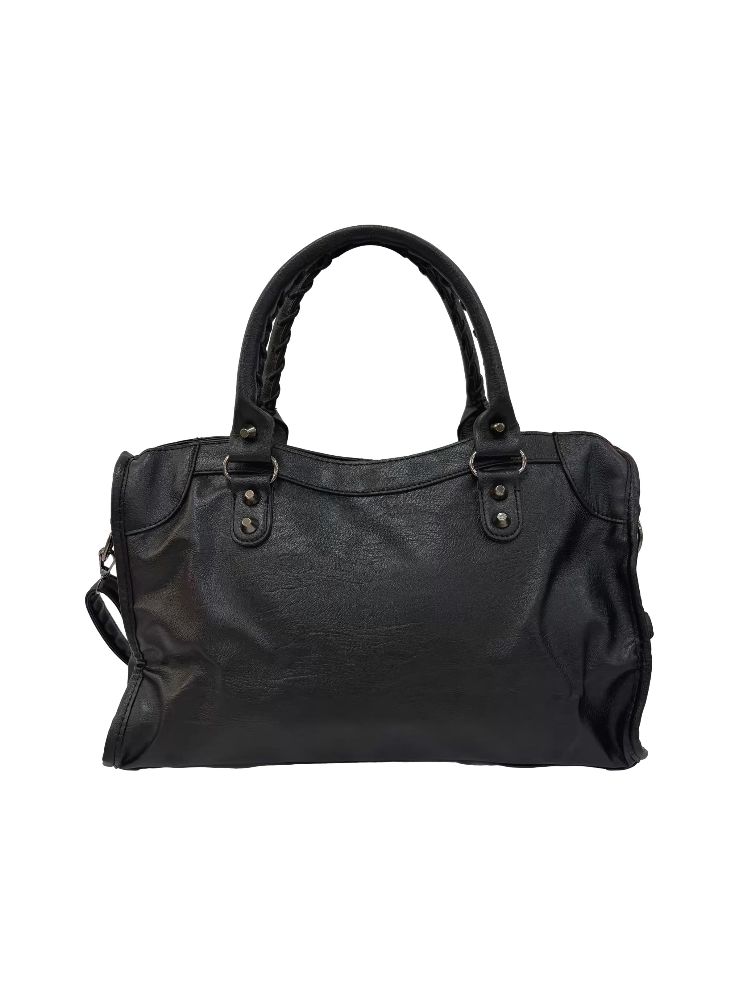 Black Leather Motorcycle City Tote Bag