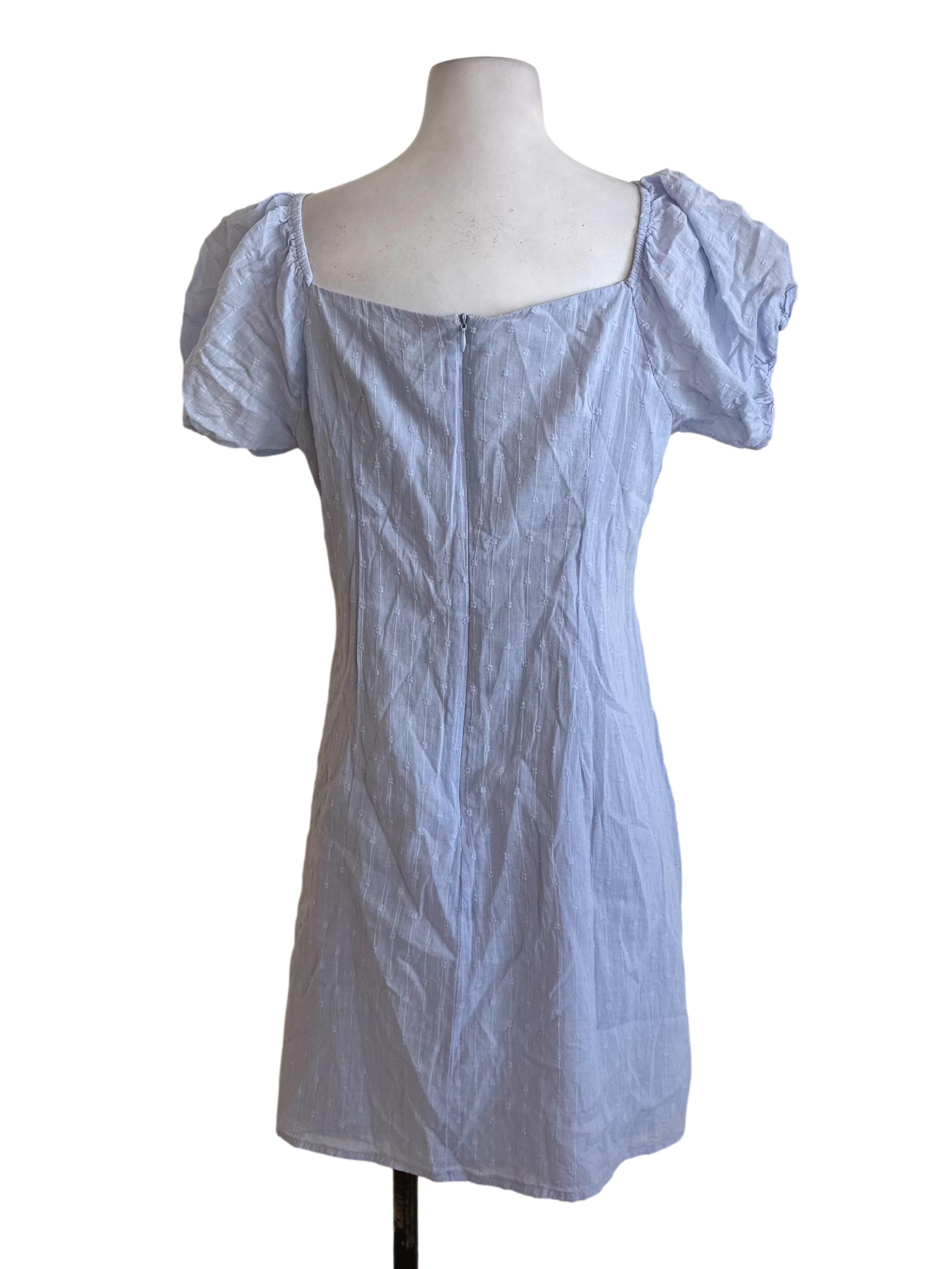 Violet Blue Textured Puff Sleeve Dress