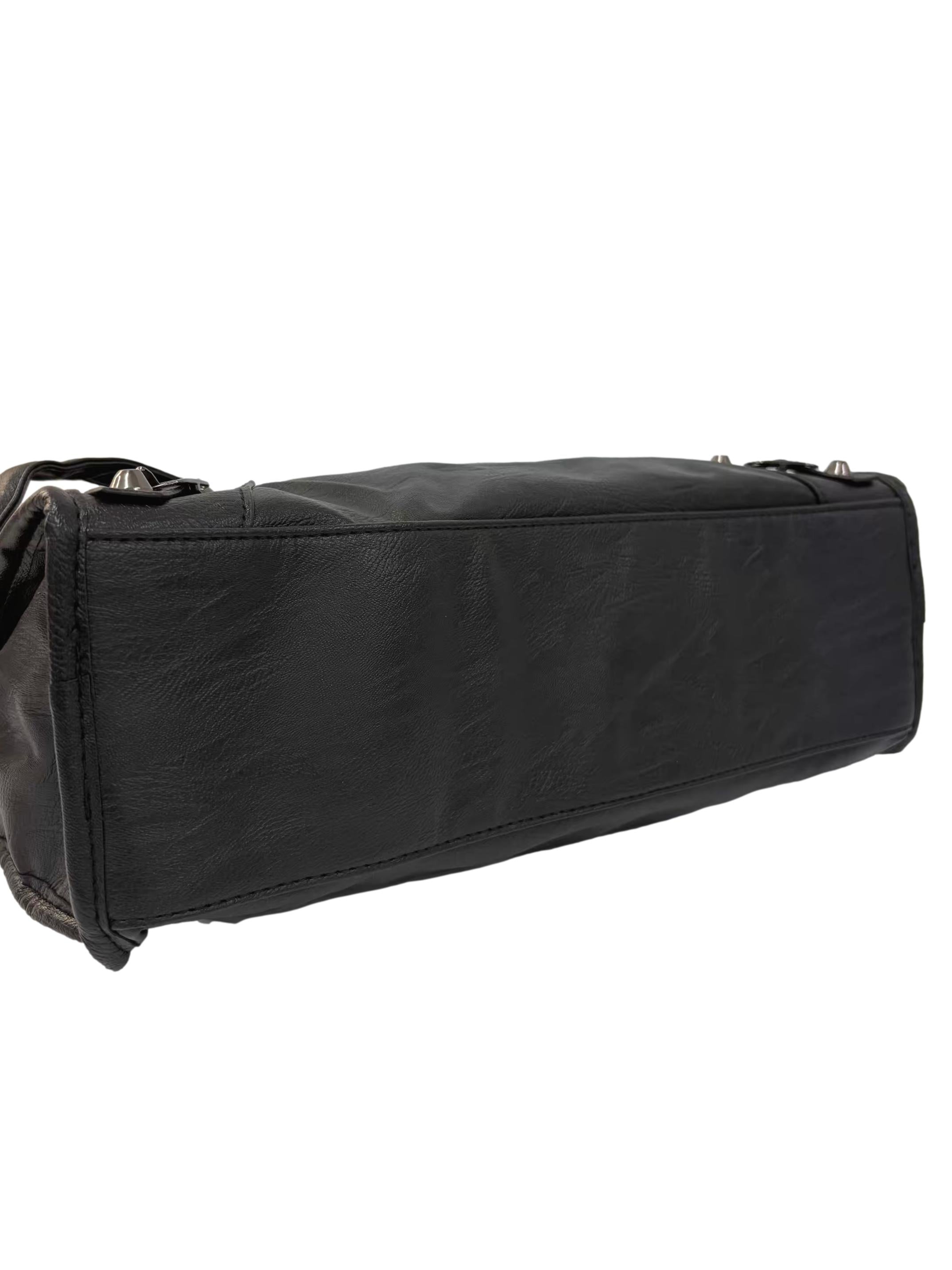 Black Leather Motorcycle City Tote Bag