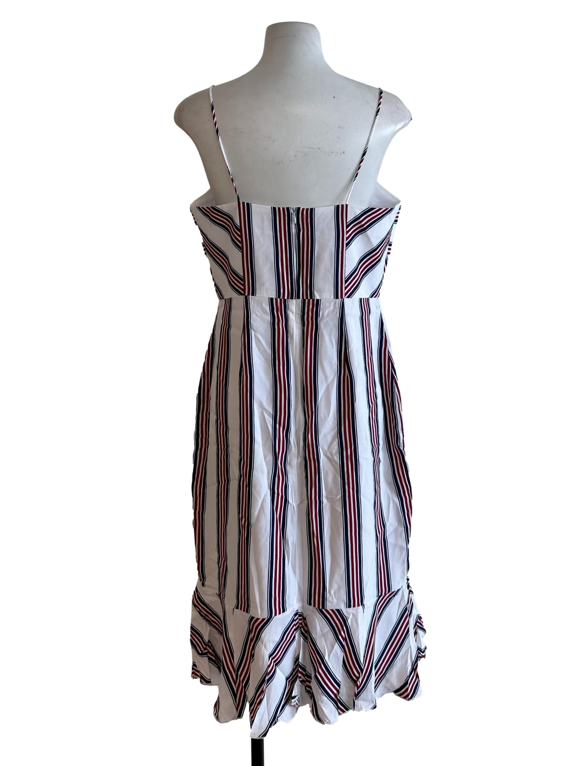 Ivory White Stripe Pattern Dress