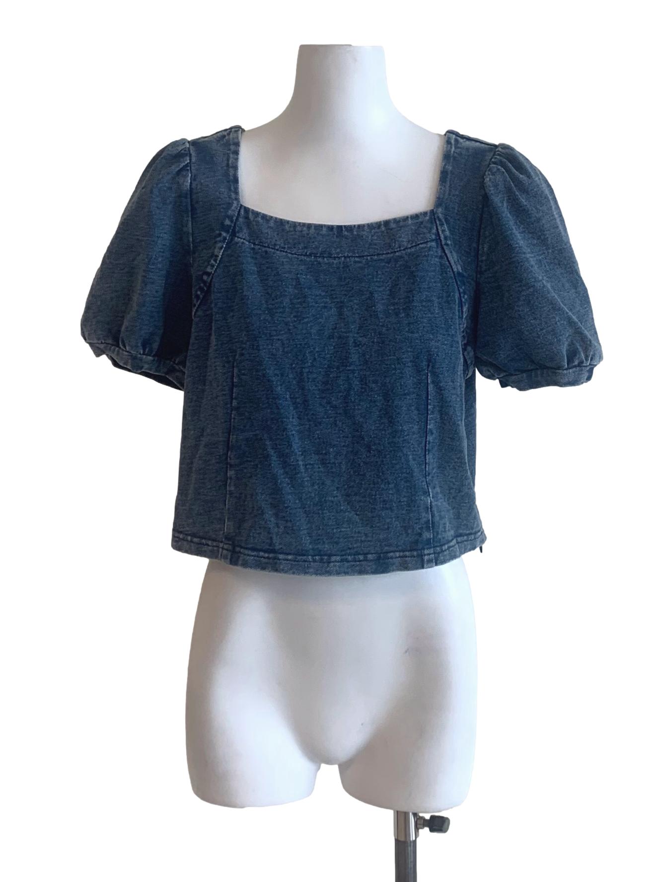 Denim Blue Puff Sleeves