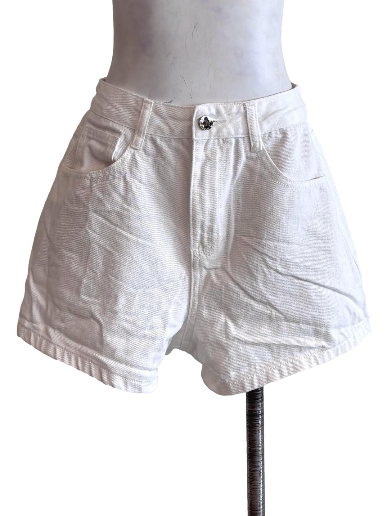 White Relaxed Denim Shorts