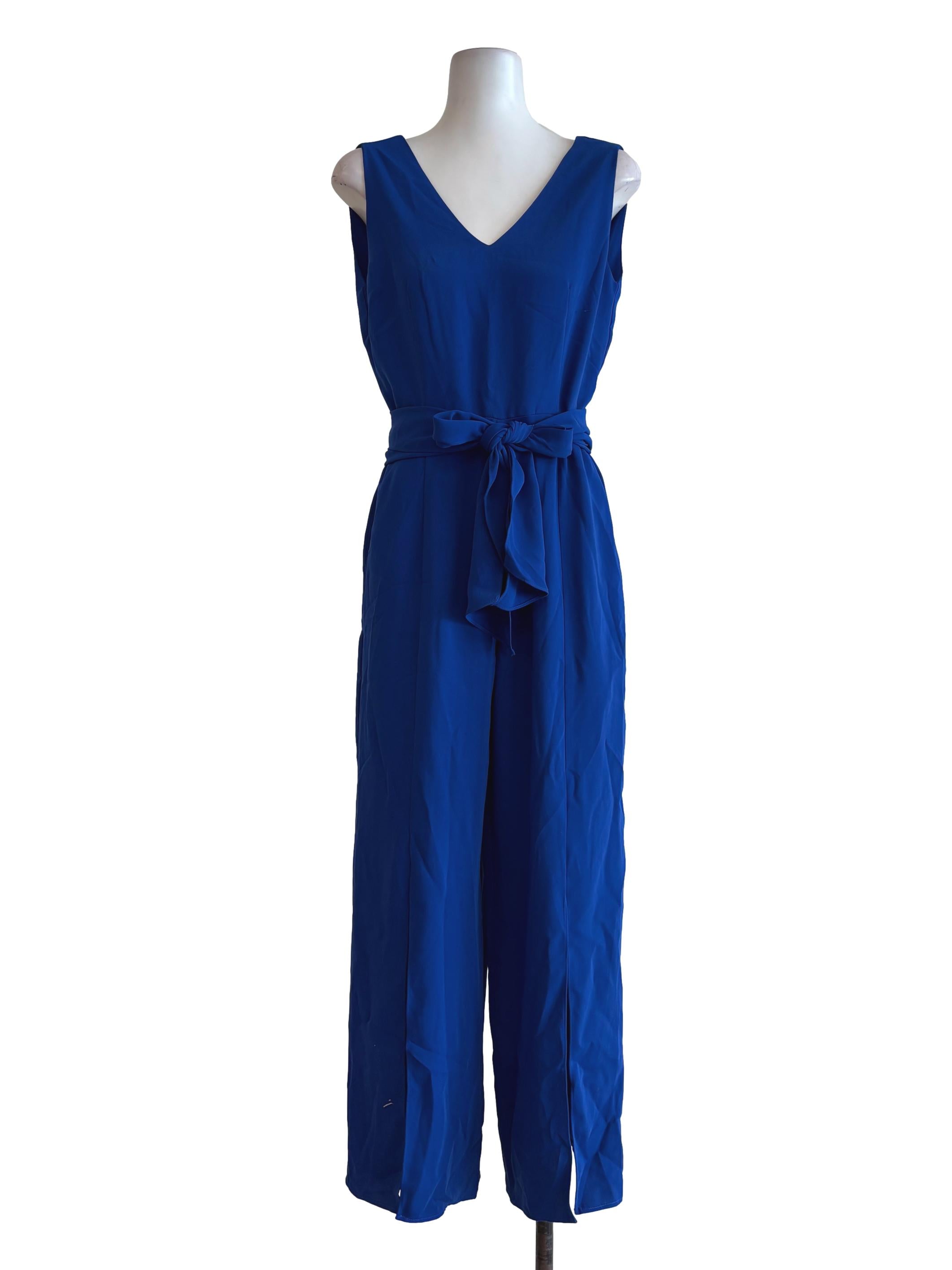 Blue Sleeveless V-Neck Jumpsuit