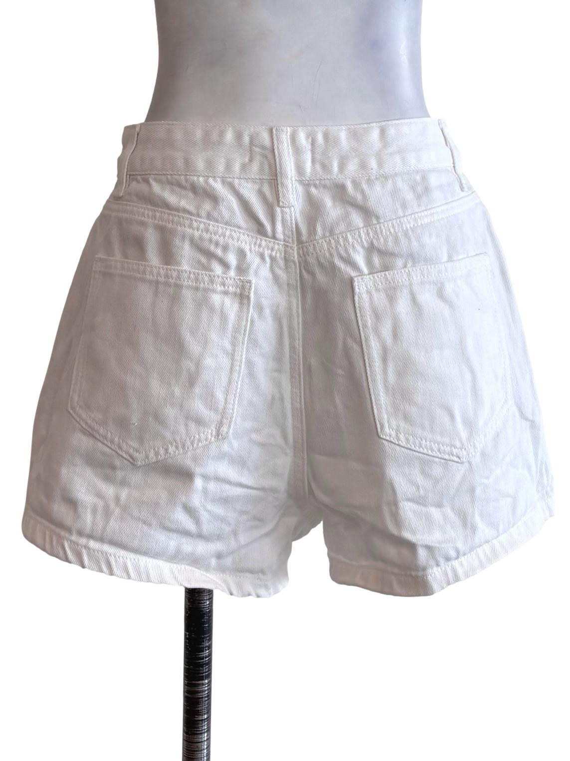 White Relaxed Denim Shorts