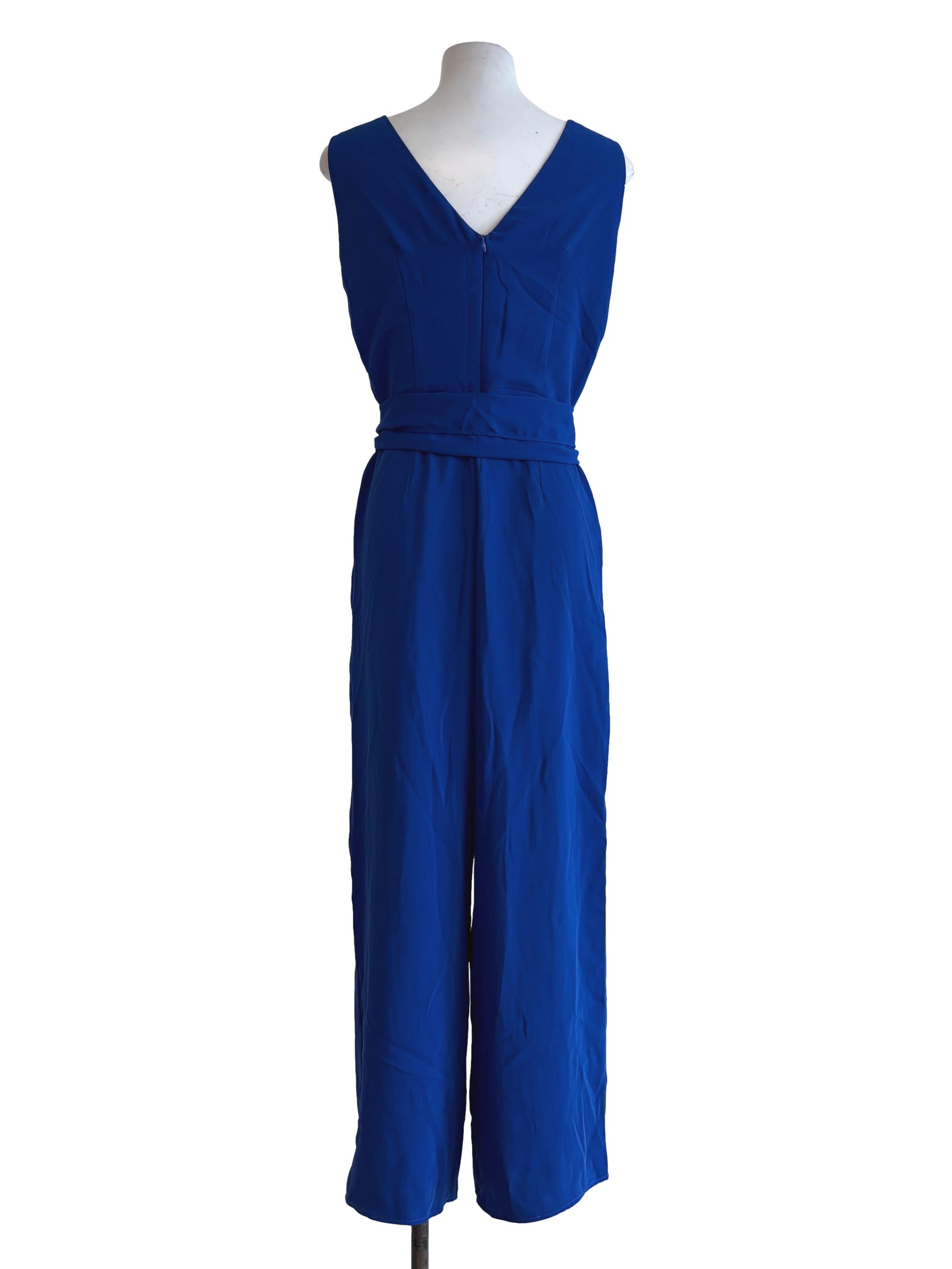 Blue Sleeveless V-Neck Jumpsuit