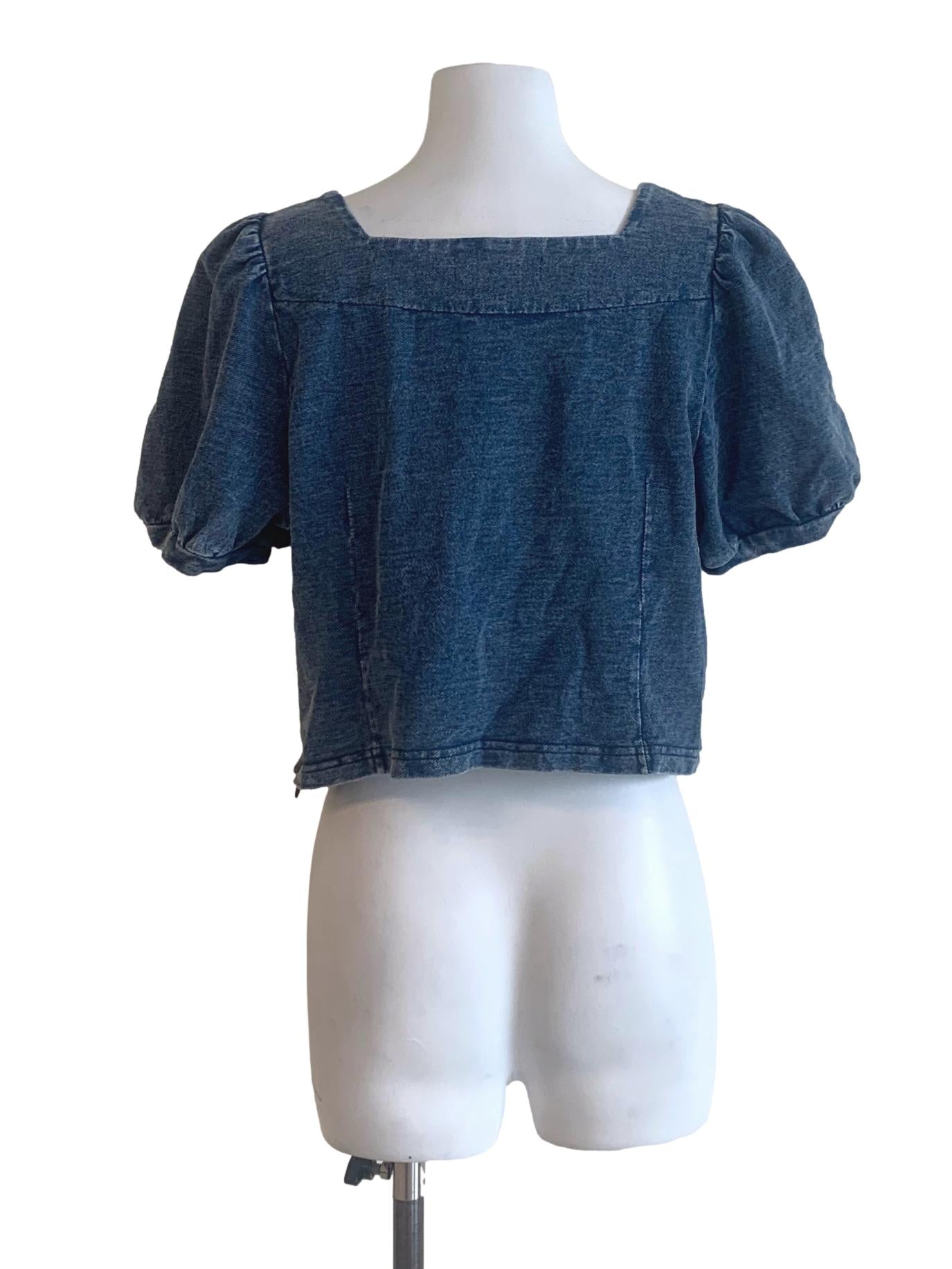Denim Blue Puff Sleeves