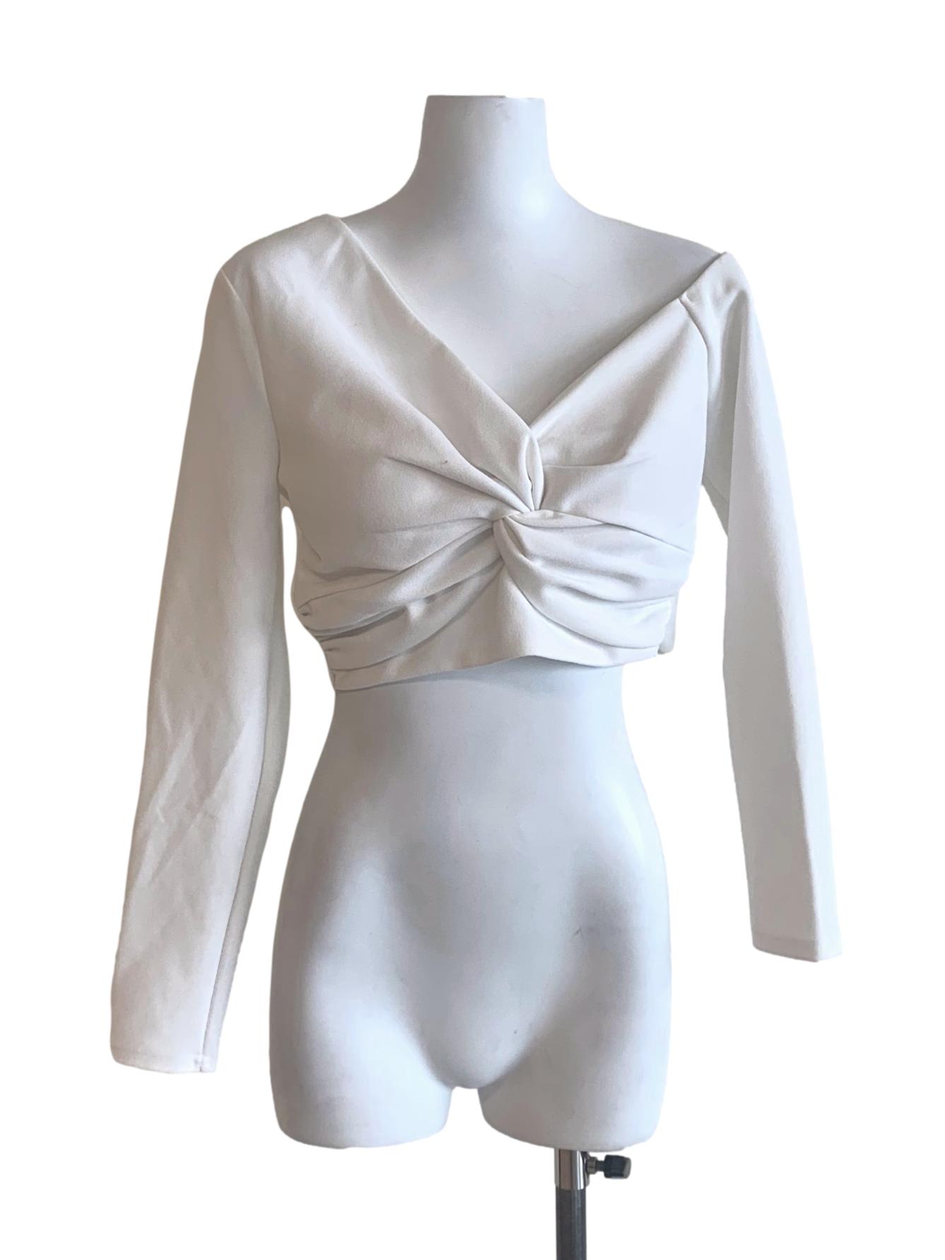 Chiffon White Asymmetric Neck Top LB