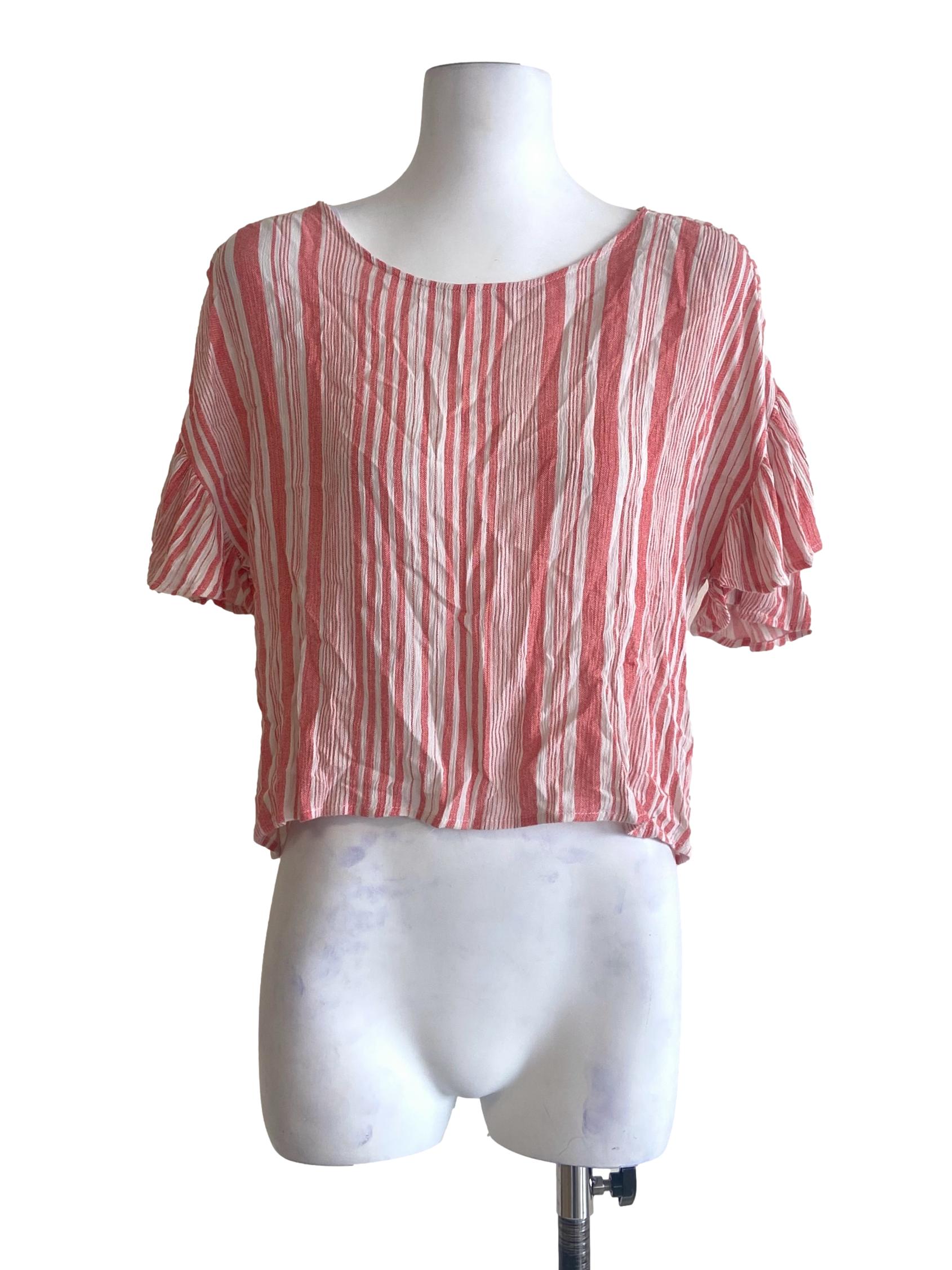 White & Strawberry Pink Asymmetric Blouse
