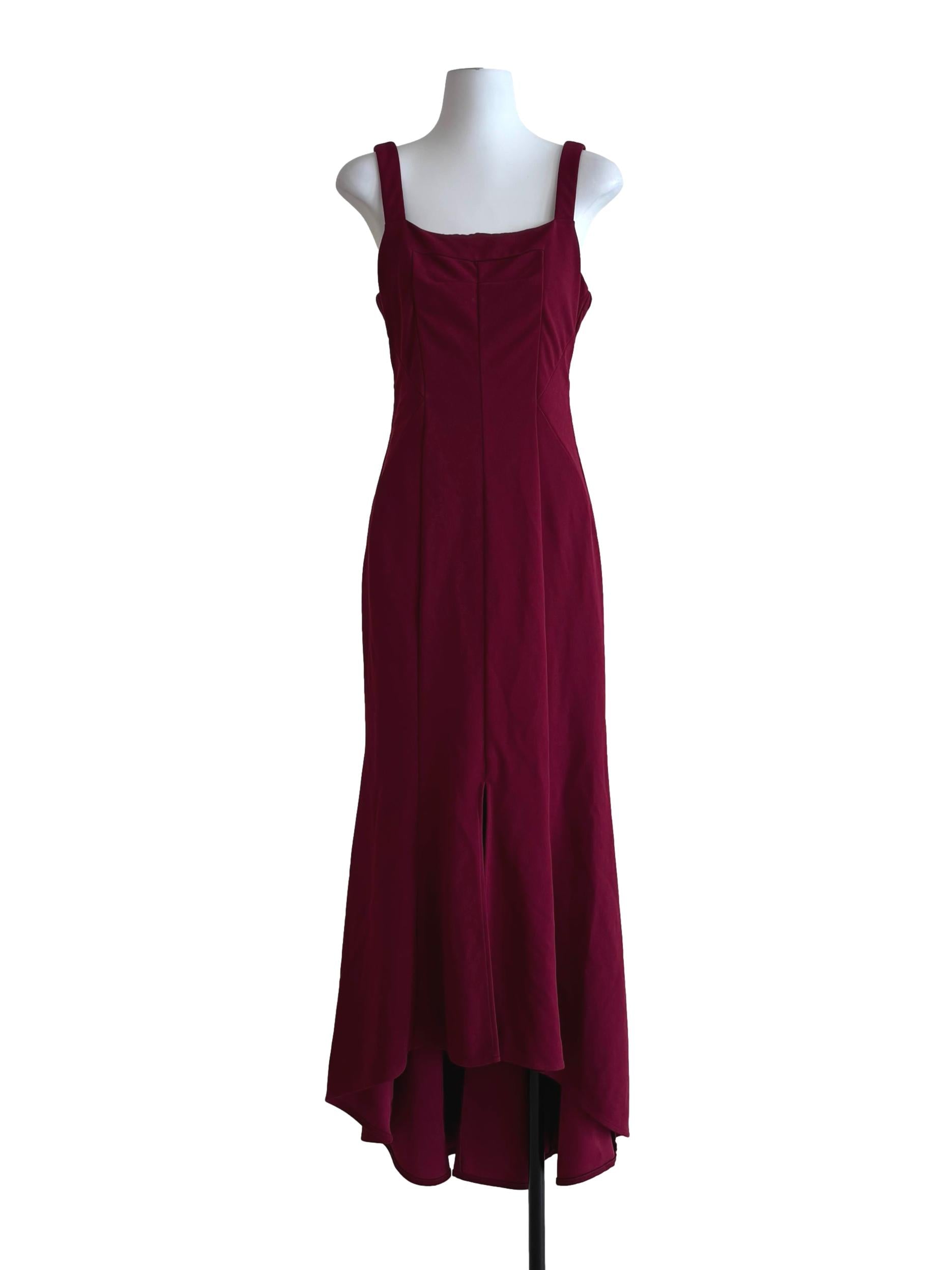 Maroon Sleeveless High Low Dress
