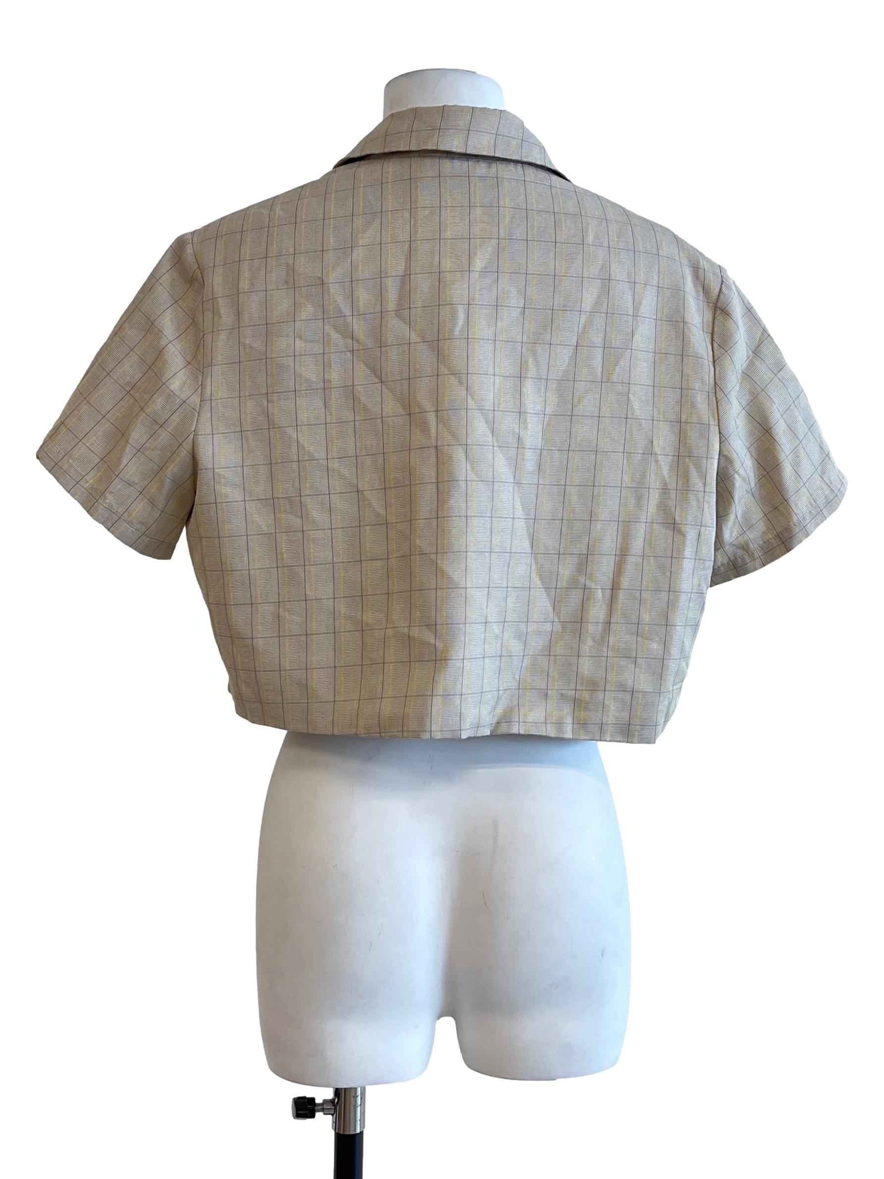 Bone White V-Neck Cropped Top